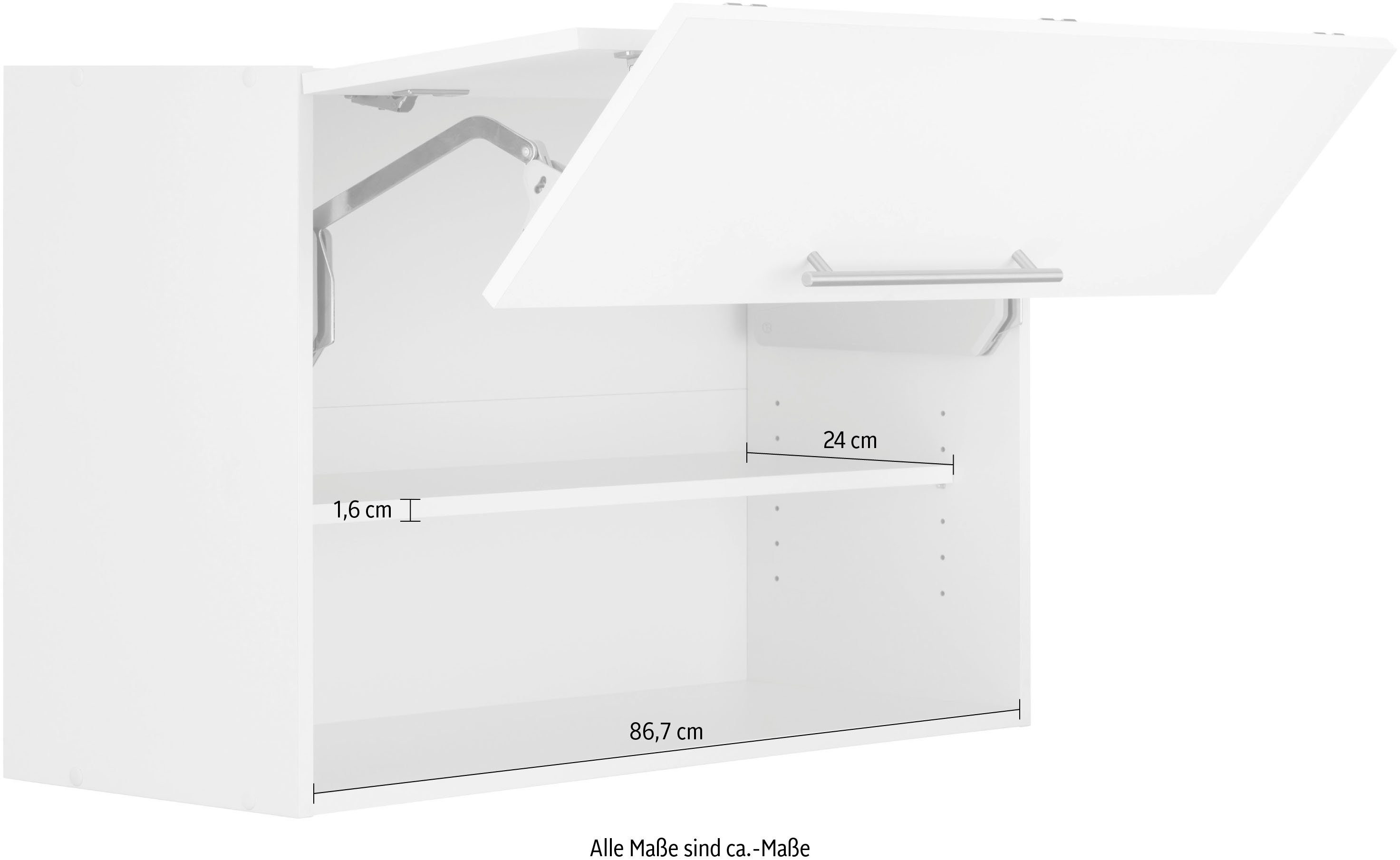 wiho Küchen Hangend kastje met vouwklep Unna 90 cm breed, met soft-closefunctie