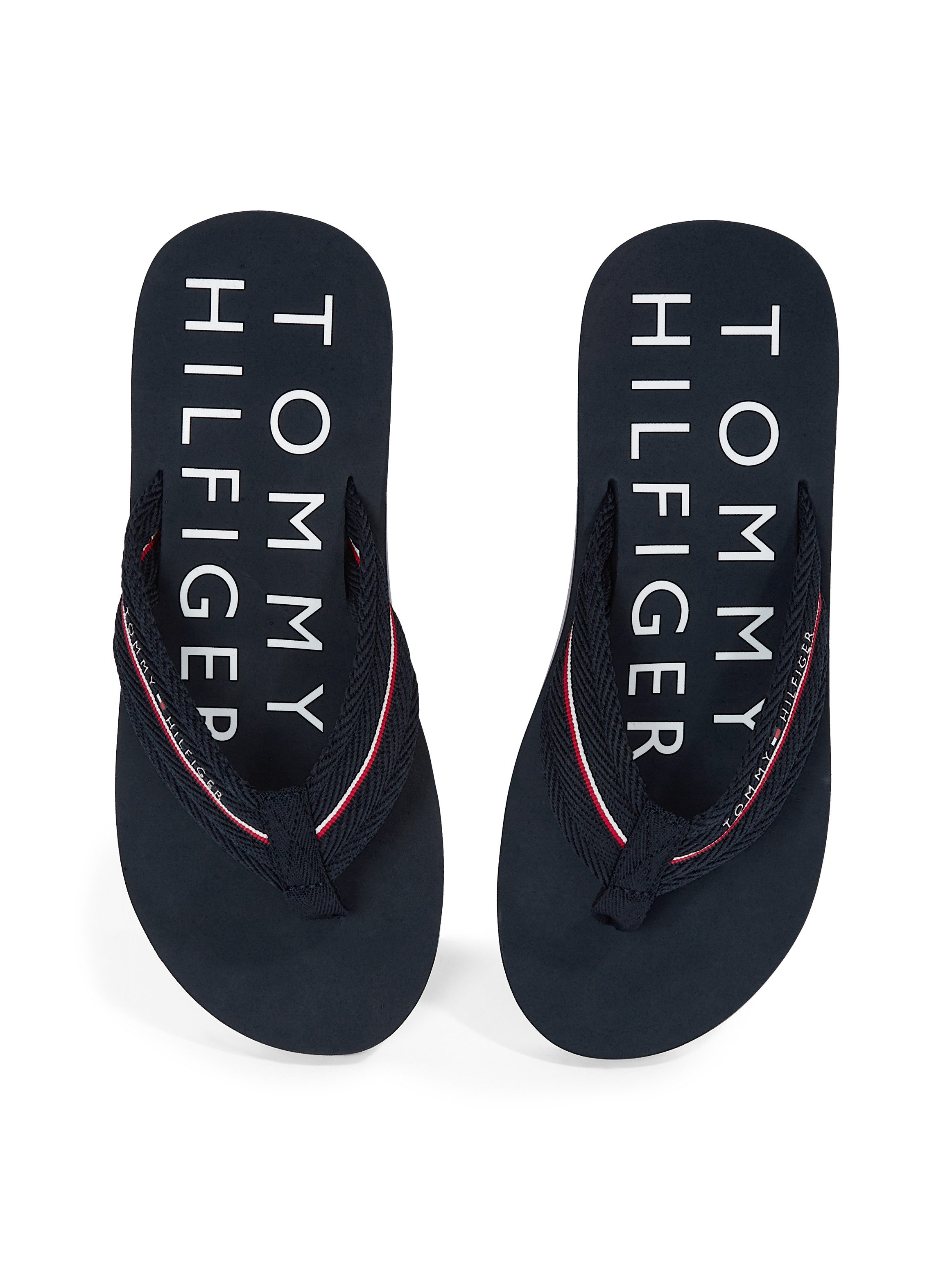 Tommy Hilfiger Teenslippers TOMMY HILFIGER WEB BEACH SANDAL dianette, zomerschoen, badslipper met logo-opschrift