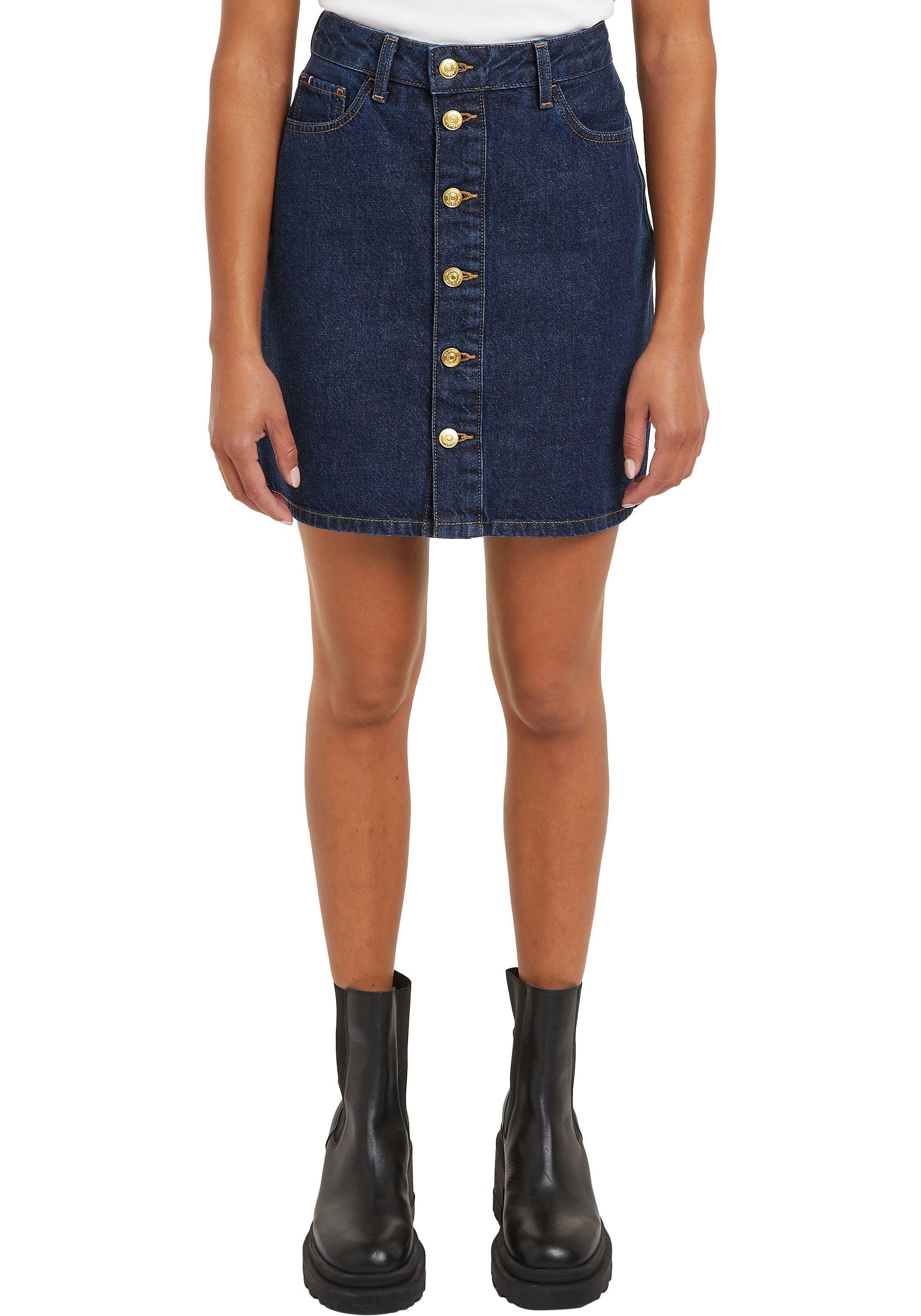 Tommy Hilfiger Jeans rok DNM MINI SKIRT HW CLER Webrok in 5-pocket stijl