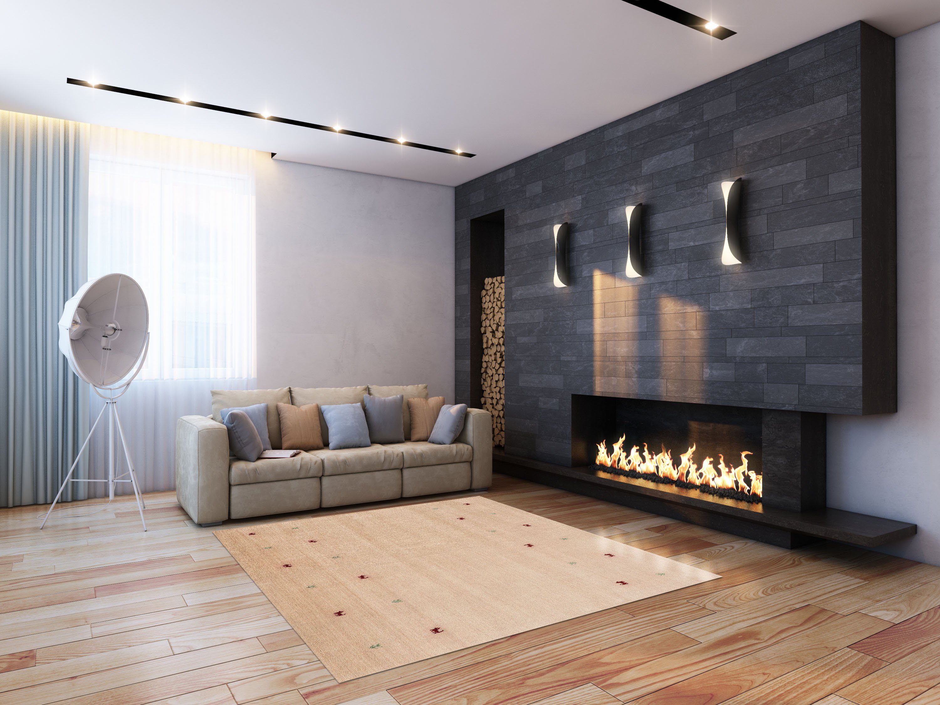 carpetfine Wollen kleed Gabbeh-Uni zuivere wol, met de hand geweven, gabbeh loom diermotief, speciaal model vierkant