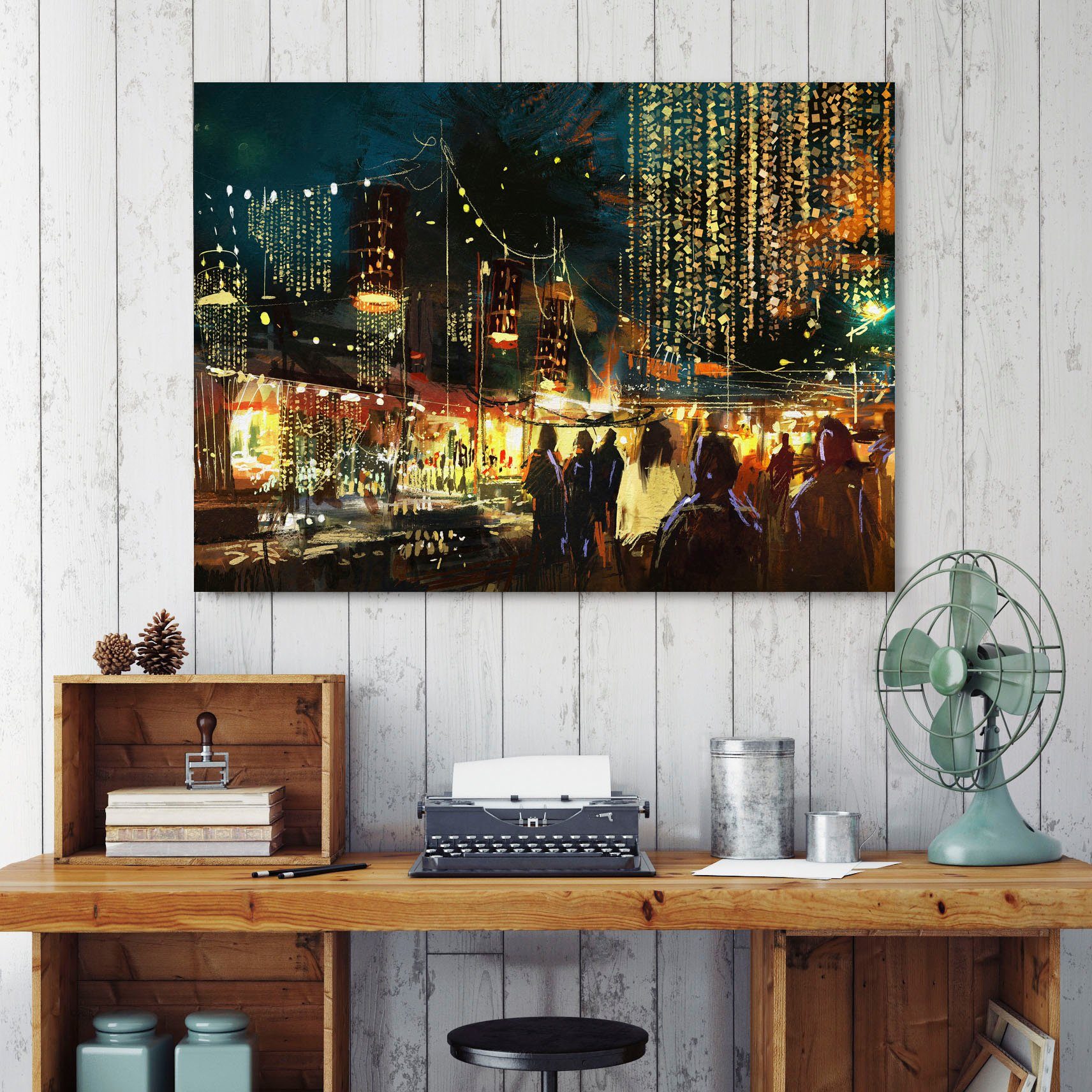 queence Artprint op linnen Markt Premium canvasstof, handgemaakt in Duitsland