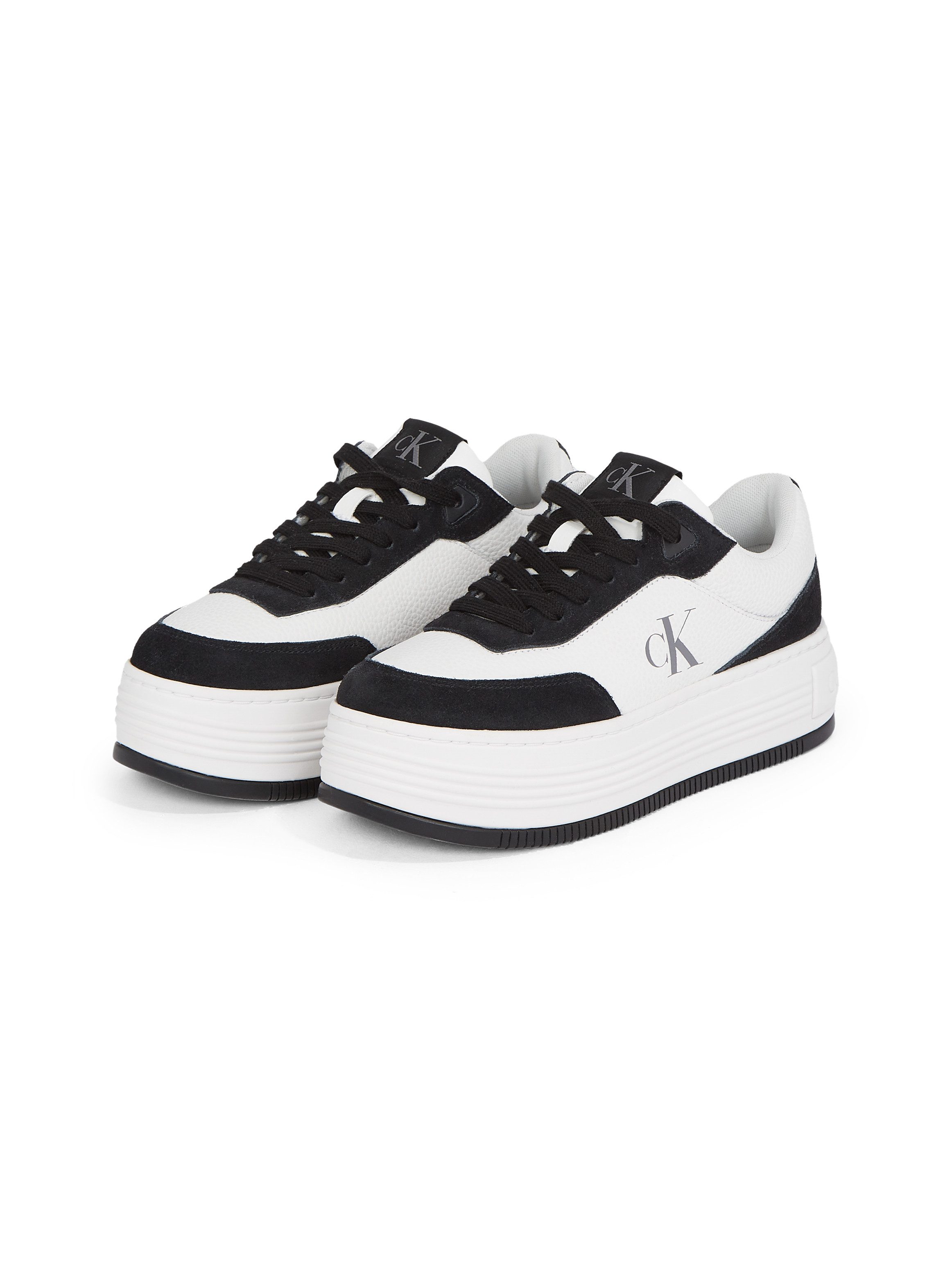 Calvin Klein Plateausneakers BOLD FLATF LOW LACE TUMB LTH veterschoenen, lage schoen, vrijetijdsschoen met zij ck-logo