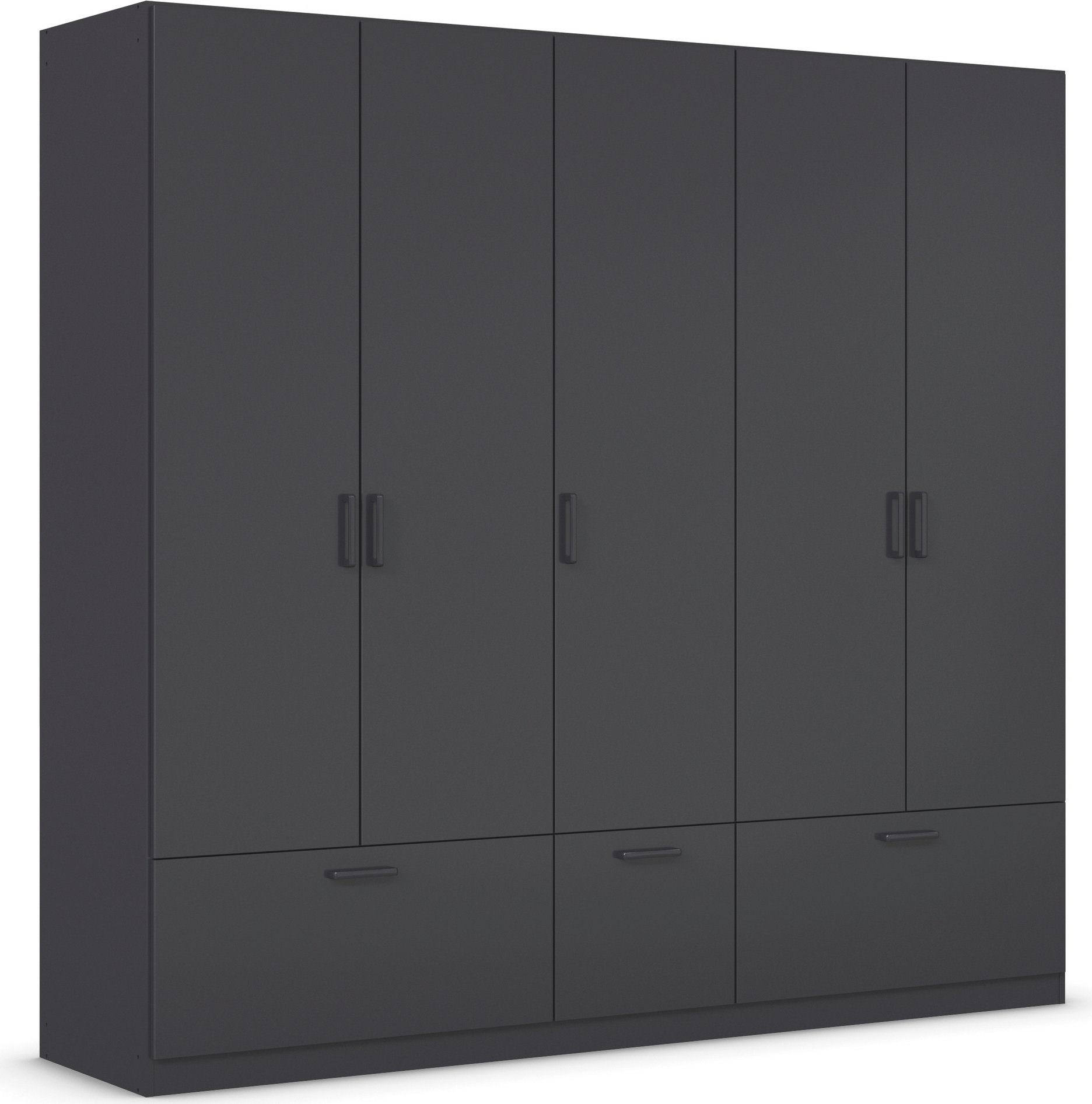 rauch Draaideurkast Kledingkast kast garderobe waskast BARI met lades en moderne greep in grijs metallic made in germany