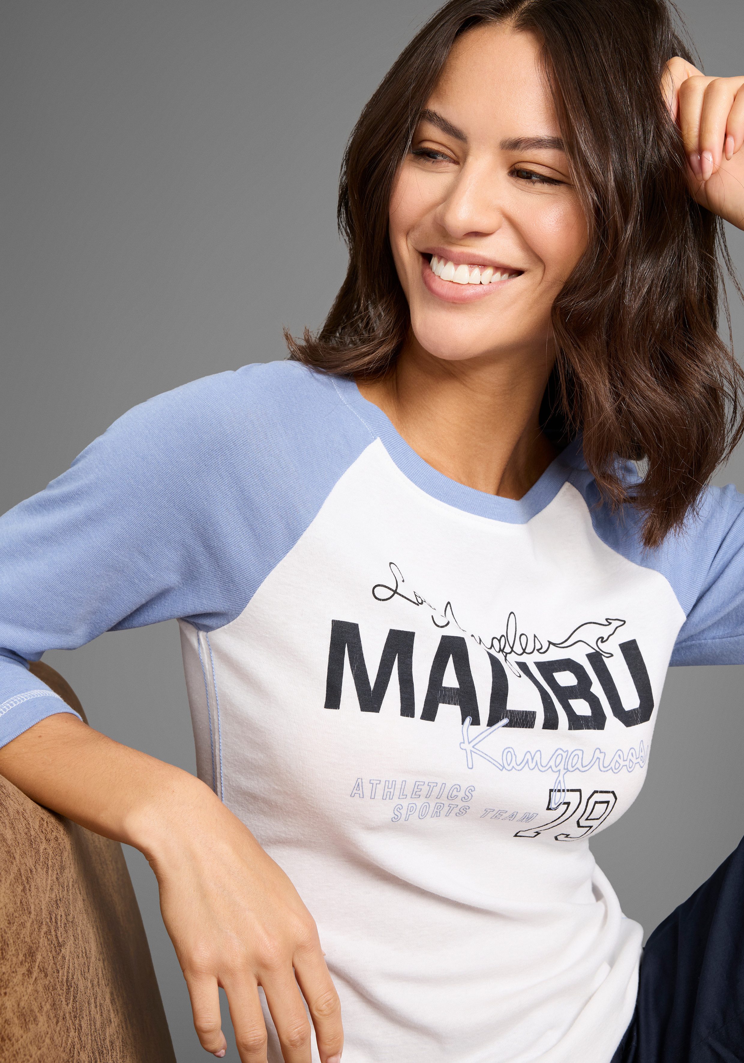 KangaROOS Shirt met 3/4 mouwen College-shirt met frontprint
