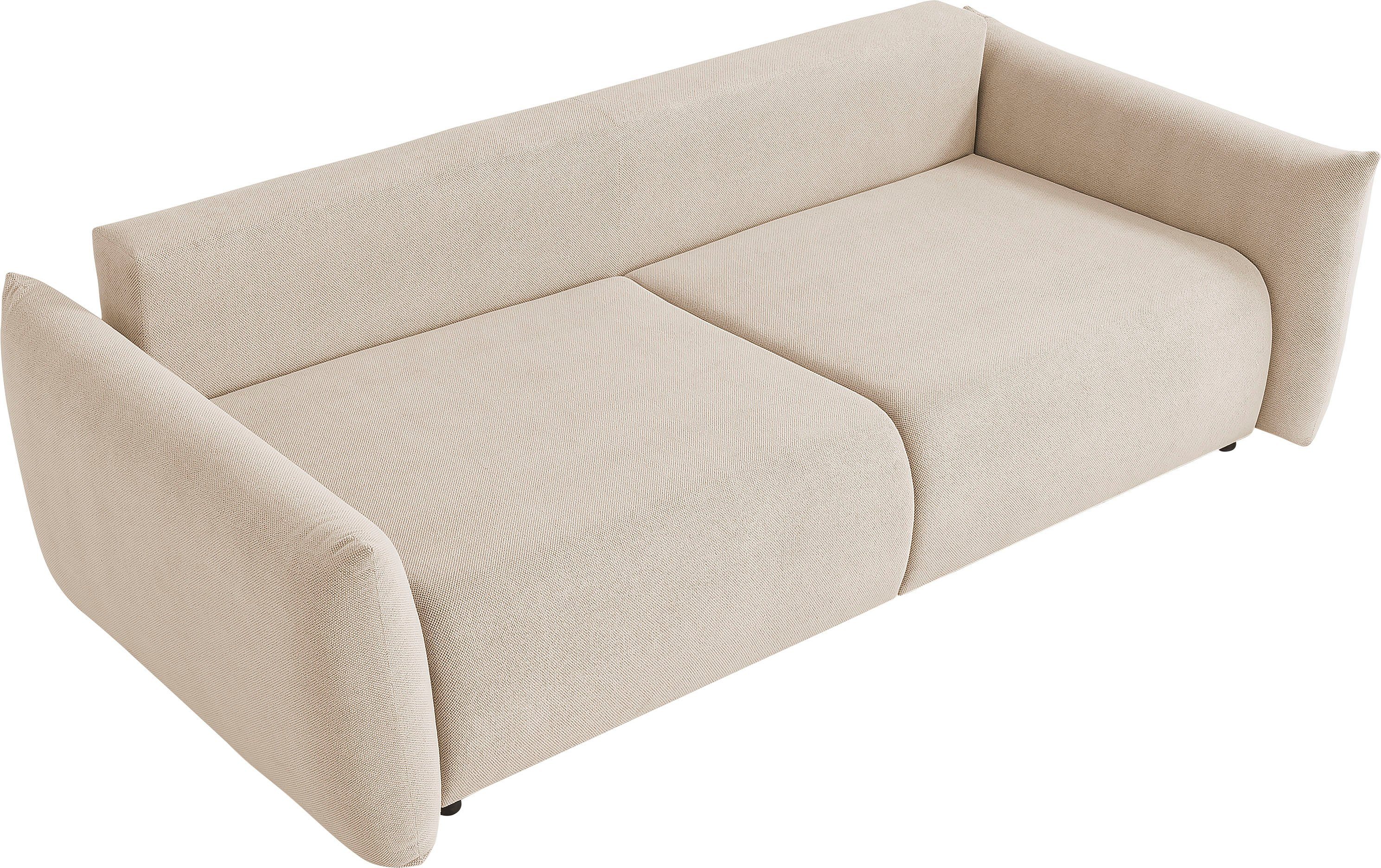 INOSIGN 3-zitsbank MAVAS slaapbank met bedlade ca. 240/108 cm (ligoppervlak 212/145 cm), ribfluweel, chenille, structuur