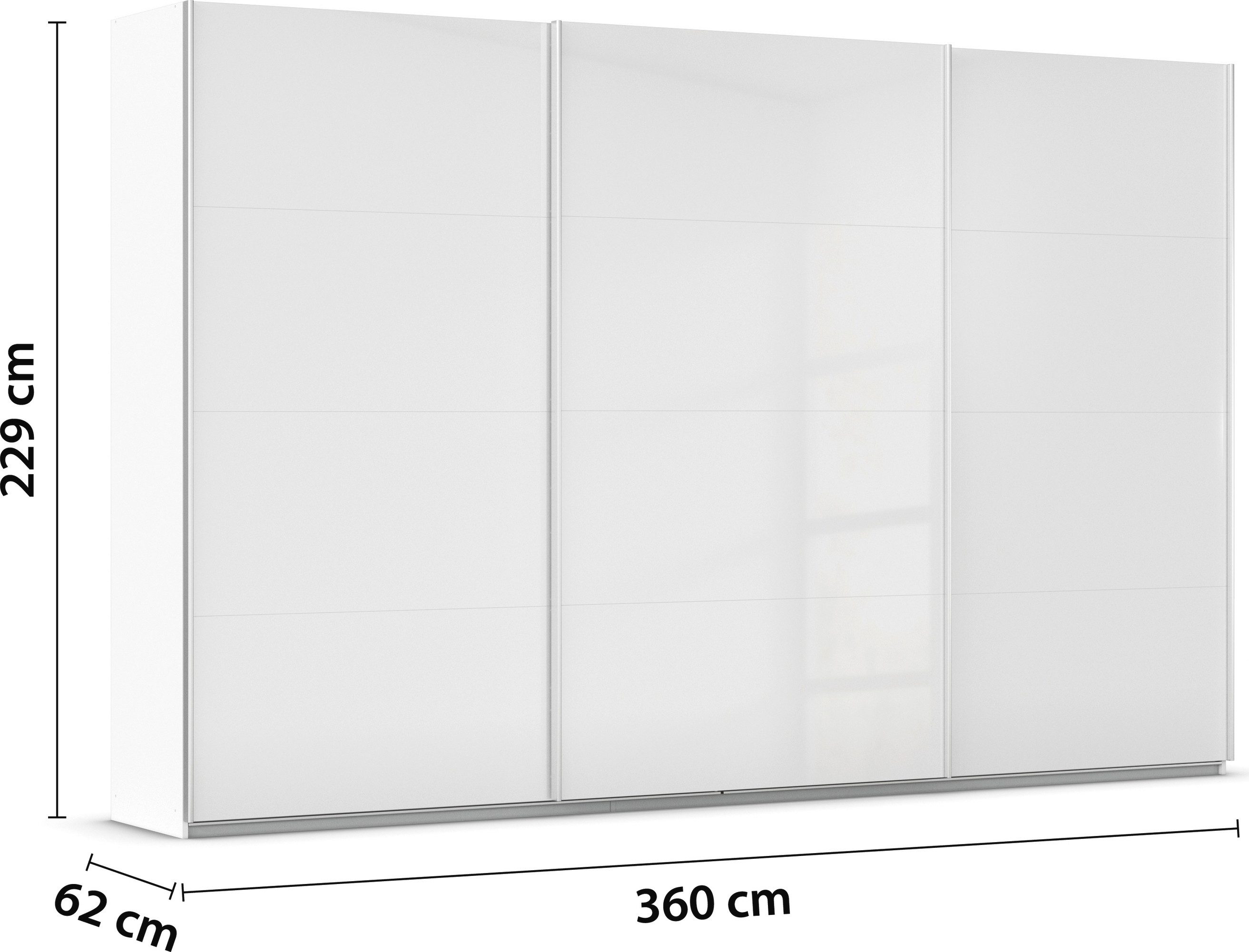 rauch Schuifdeurkast Kledingkast kast garderobe AGORDO met decor- of hoogglansfront doordachte binnenuitrusting, in 4 breedtes en 2 hoogtes made in germany