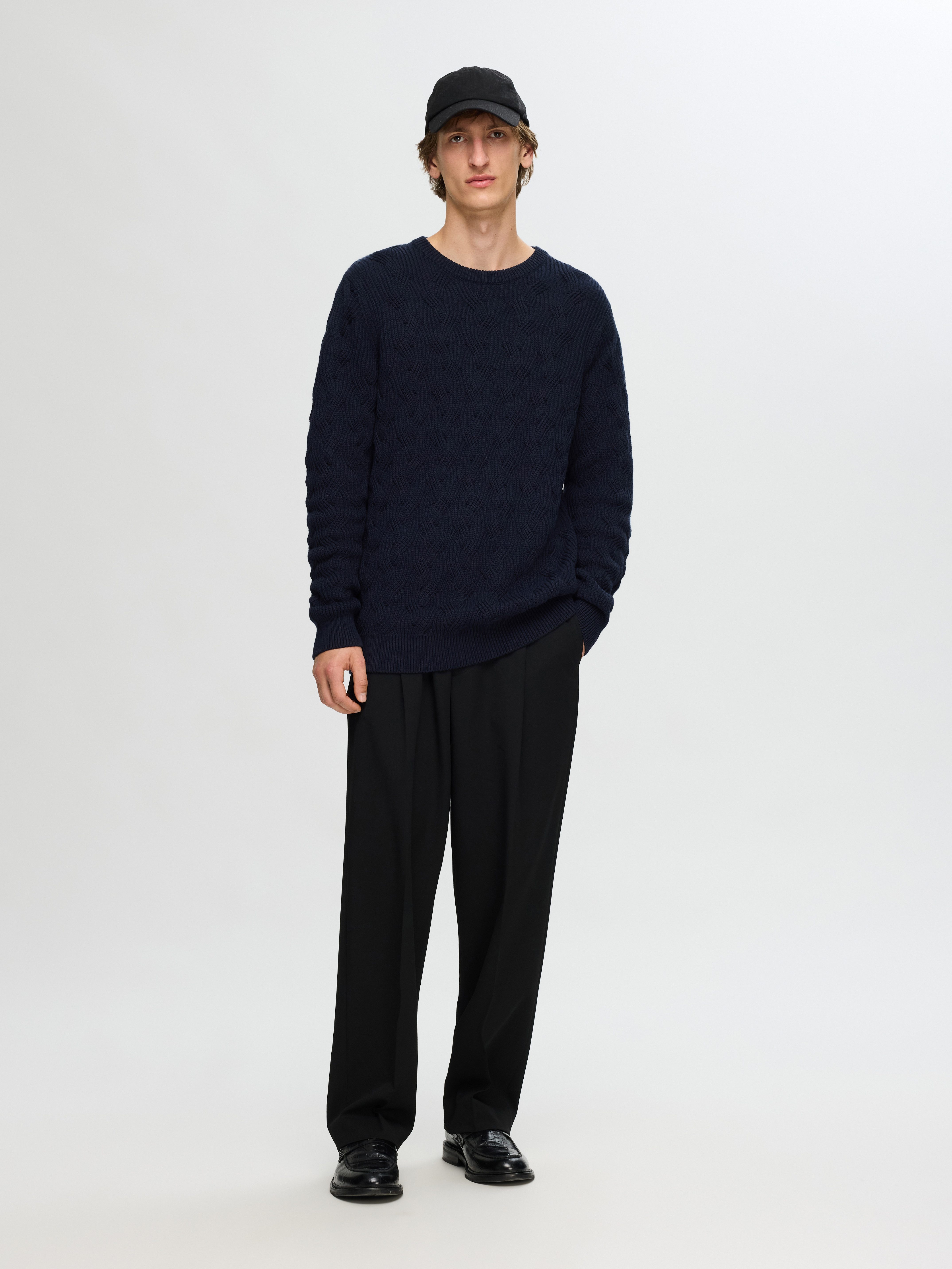SELECTED HOMME Gebreide trui SLHCALLIS LS KNIT CABLE CREW NECK NOOS