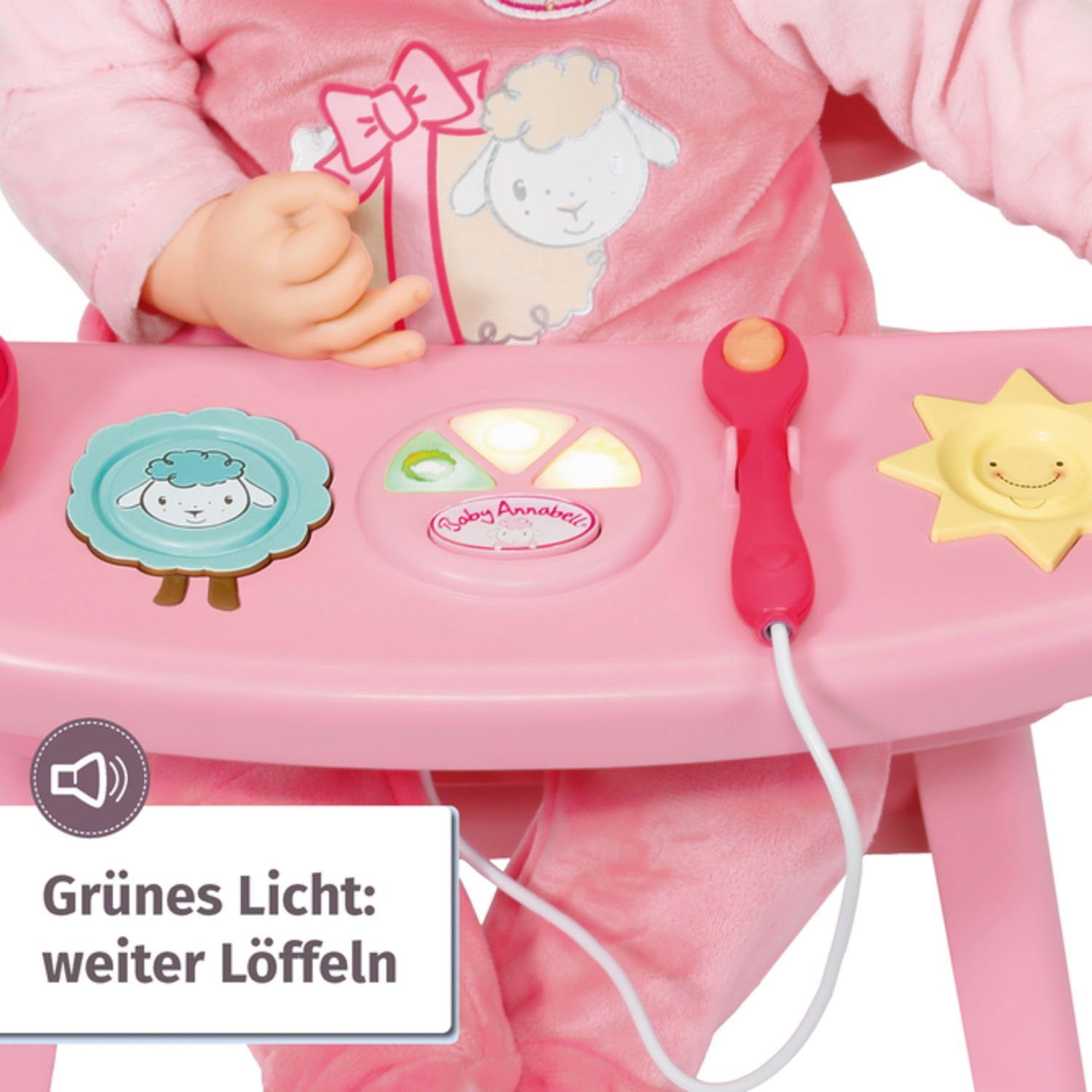 Baby Annabell Poppenkinderstoel Lunch Time tafel met licht- en geluidseffecten