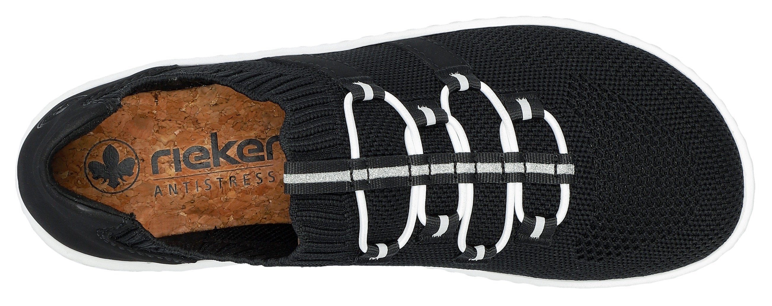 Rieker Slip-on sneakers Barefootschoenen , slipper, vrijetijdsschoen, lage schoen met elastische brei-schaft