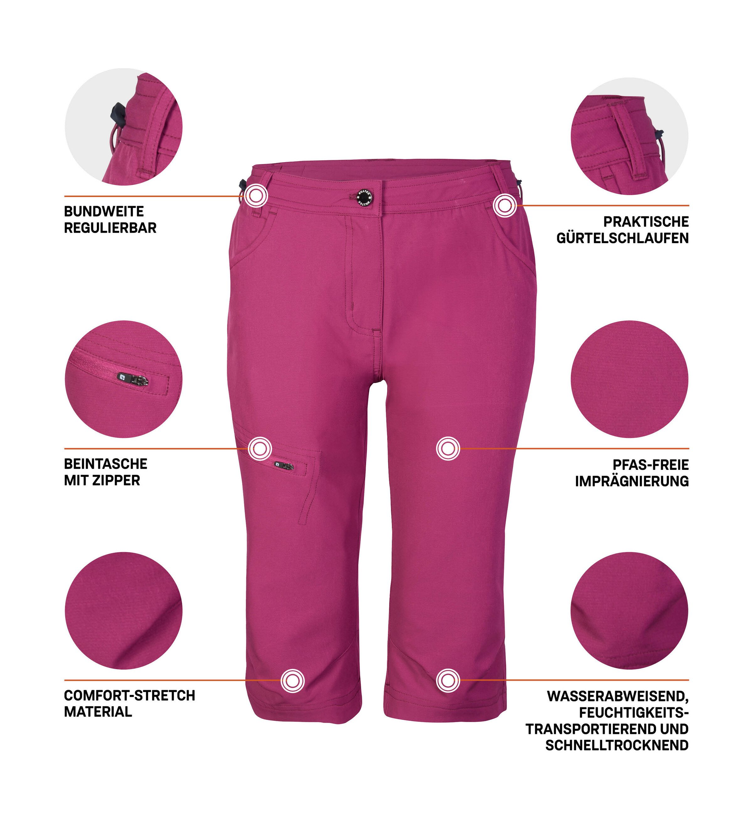 Killtec Capribroek KOS 4 WMN PNTS Waterafstotende, sneldrogende capri-broek met comfort-stretch