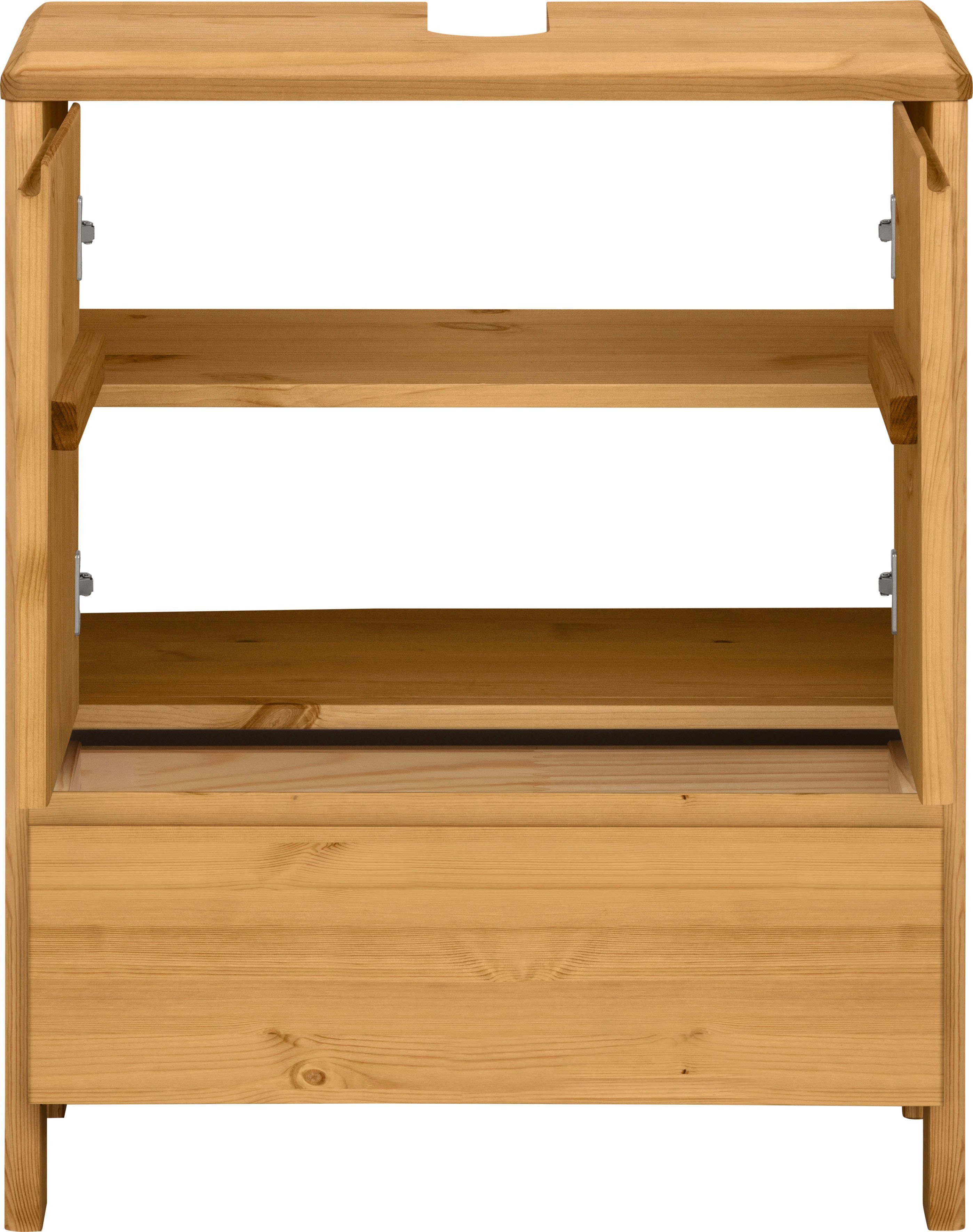 OTTO products Wastafelonderkast Jorrick Breedte 60 cm, grenen met bio olie/was behandeld, sifonuitsparing