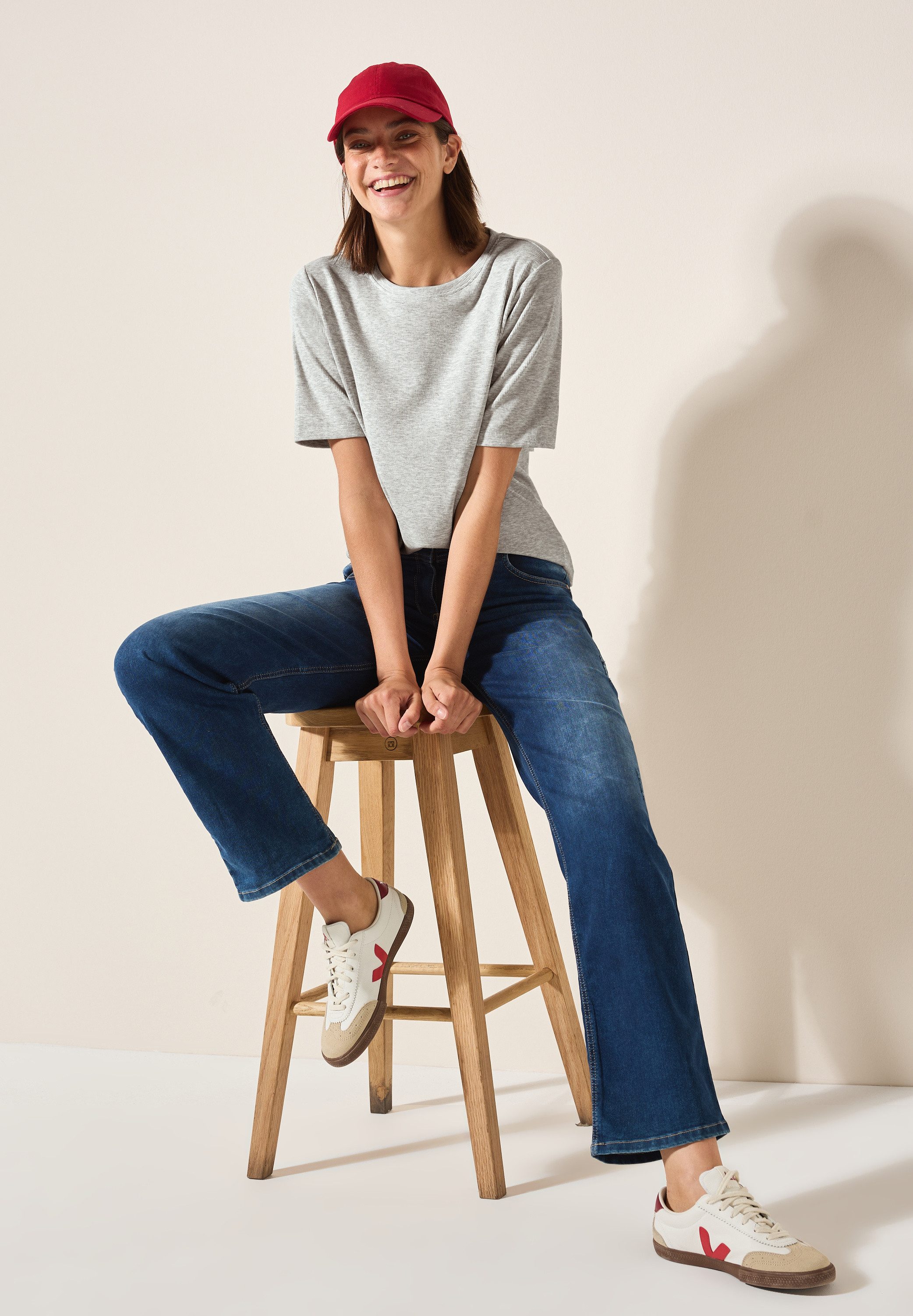 Cecil T-shirt met fijne ribstructuur