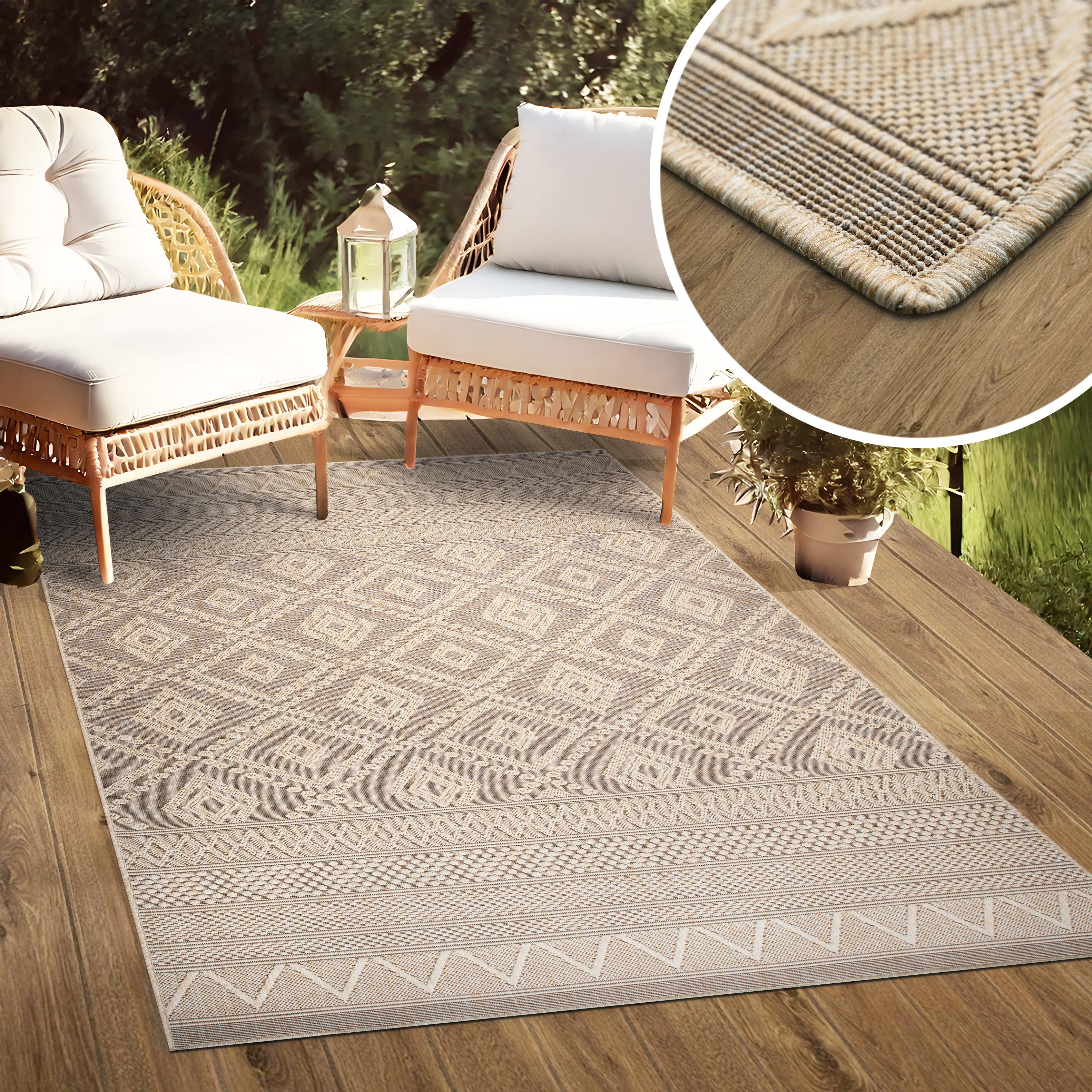 my home Vloerkleed Toronto is ook als loper verkrijgbaar Geschikt voor binnen en buiten, sisal-look, weerbestendig & uv-bestendig, boho