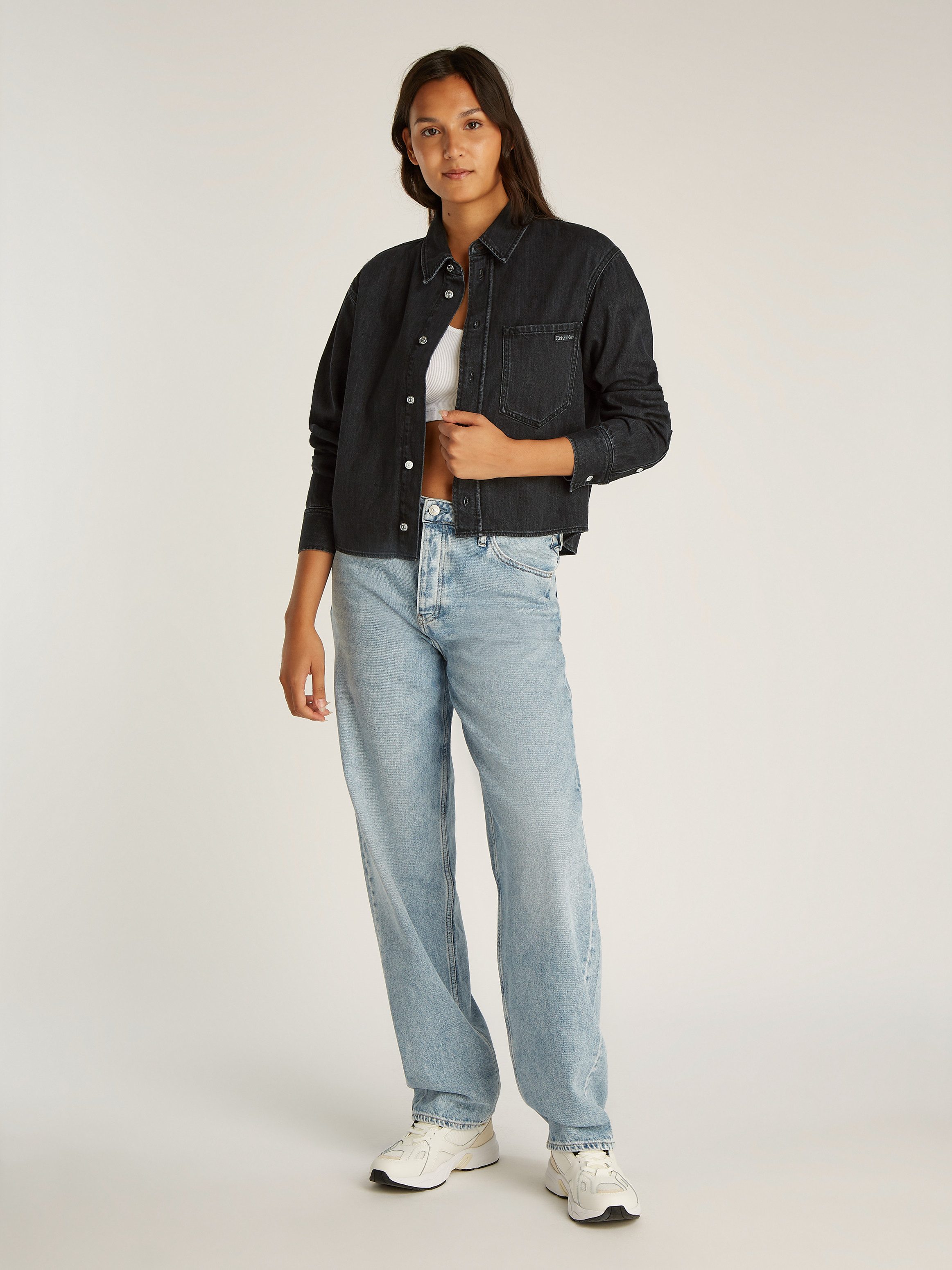 Calvin Klein Jeans blouse CROPPED DAD DENIM SHIRT