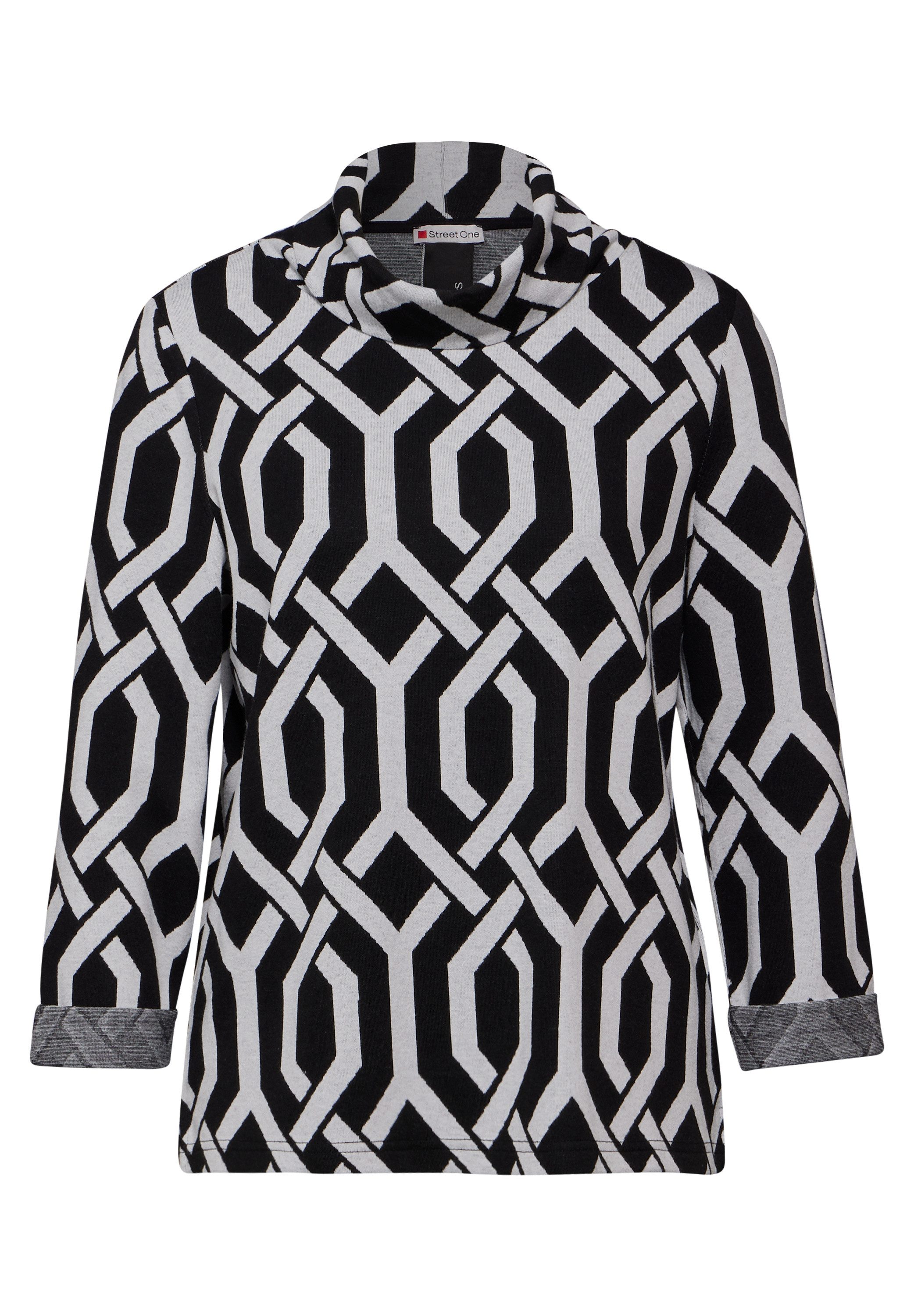 STREET ONE Shirt met lange mouwen met jacquard motief
