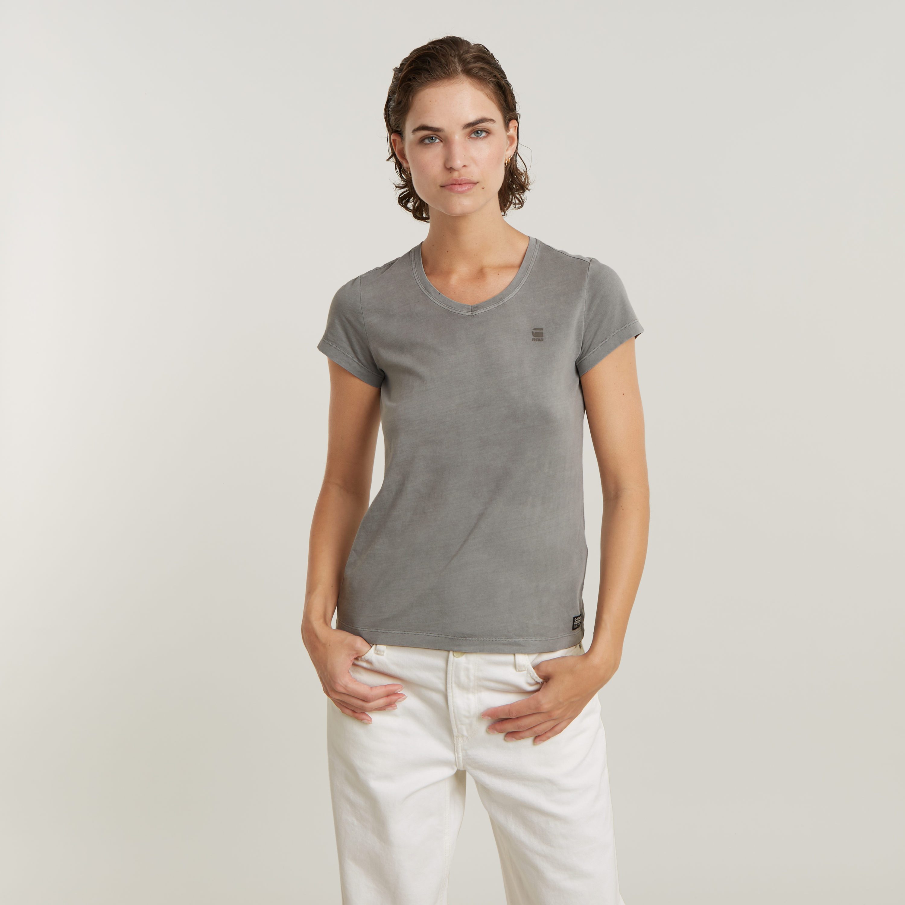 G-Star RAW Overdyed Eyben Slim V-Hals Top 2.0 Grijs Dames