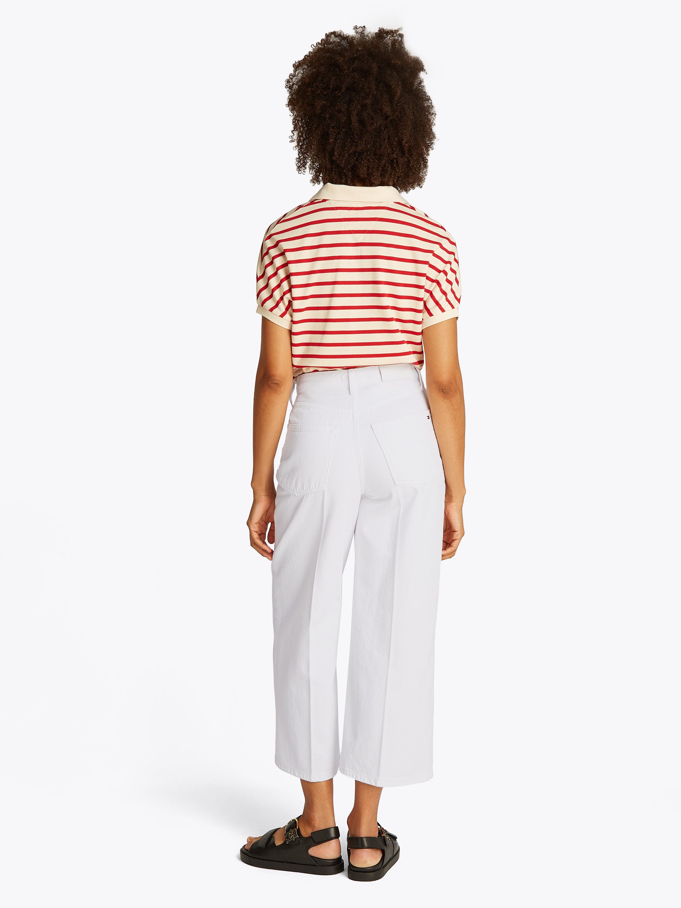Tommy Hilfiger Wijde jeans WIDE LEG HW LOU met logo-badge, met nagels, met persplooien