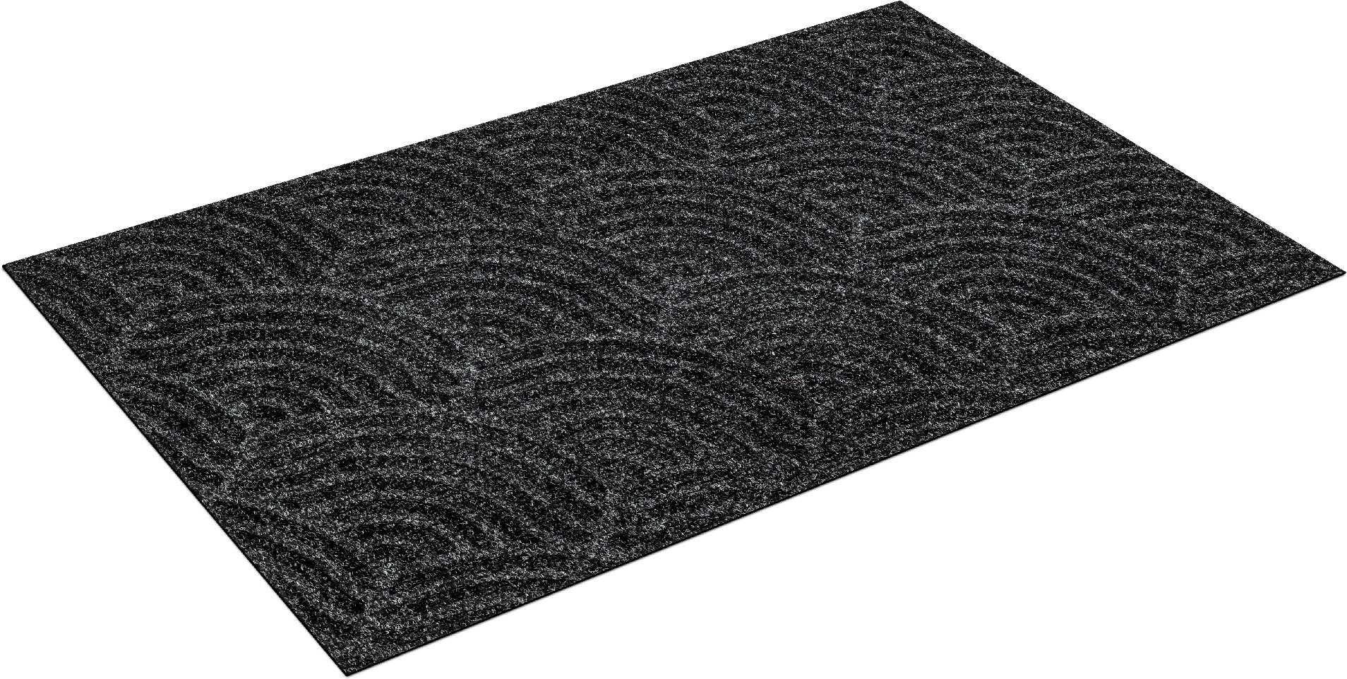wash+dry by Kleen-Tex Mat Waves Inloopmat, geschikt voor binnen en buiten, wasbaar deurmatten grijs