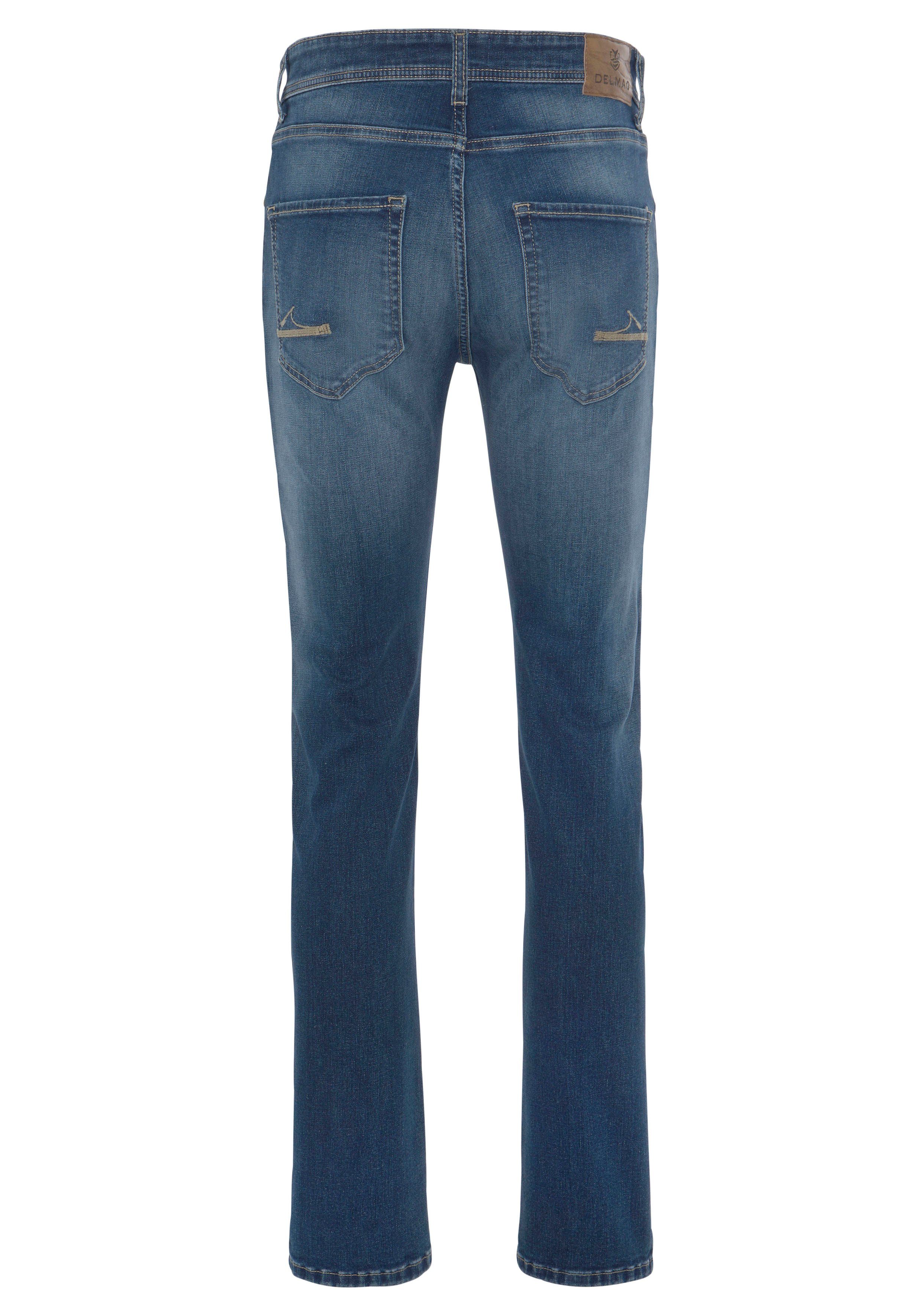 DELMAO Stretch jeans "Reed" rechte pijpsnit, used-look-wassing, lage taillehoogte