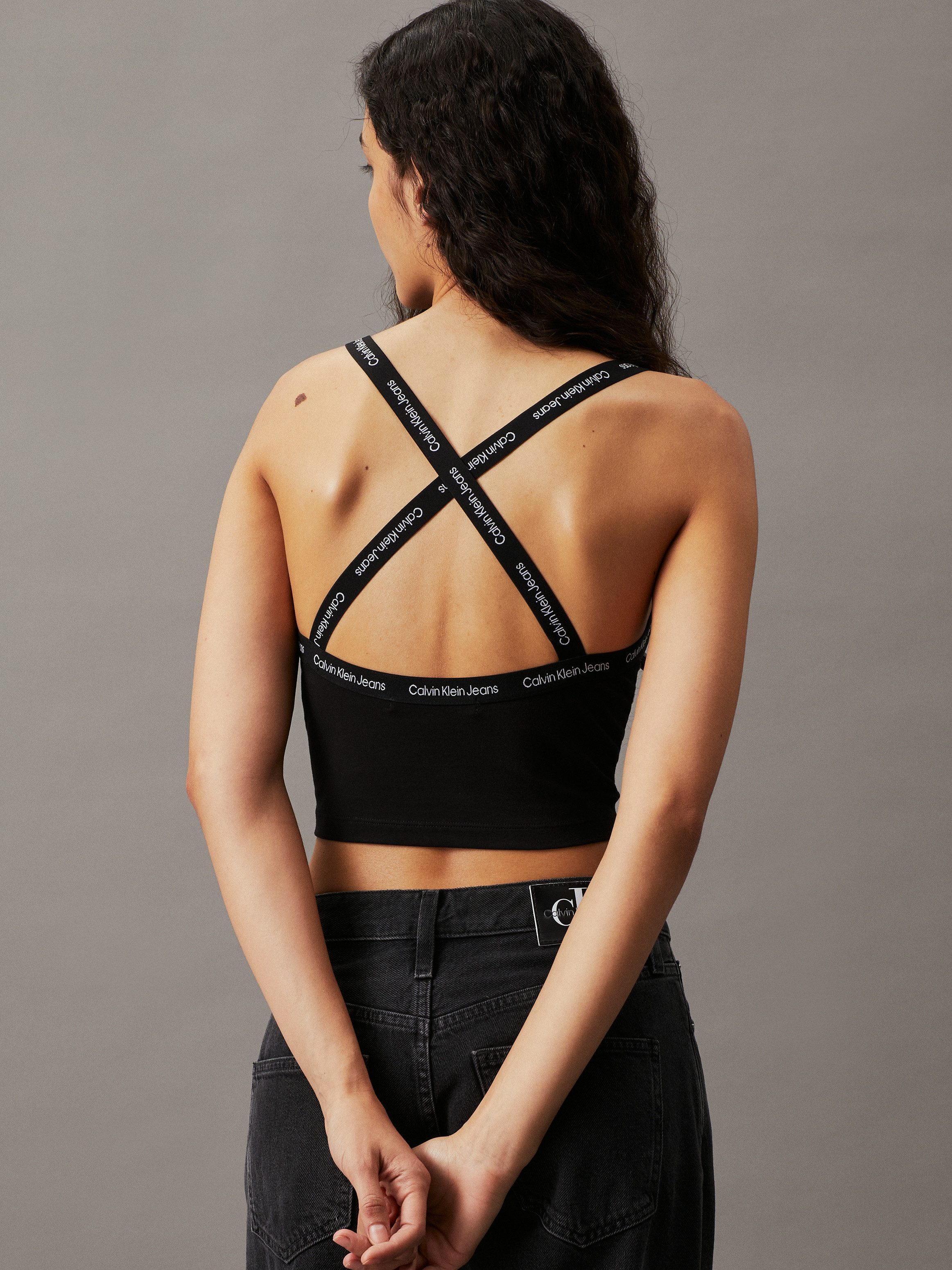 Calvin Klein Top met spaghettibandjes LOGO ELASTIC STRAPPY TOP