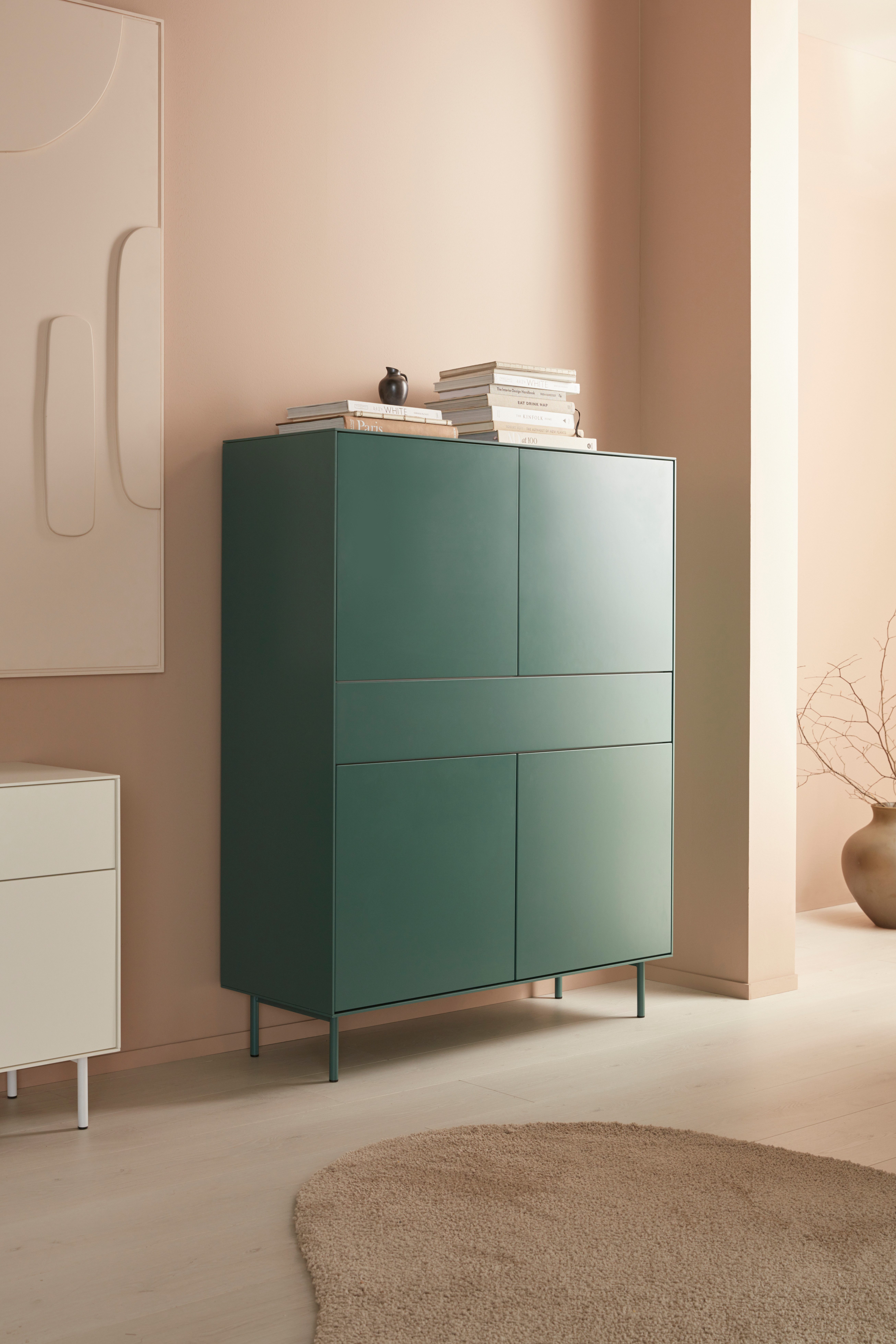 LeGer Home by Lena Gercke Highboard Essentials Hoogte: 144 cm, MDF gelakt, push-to-open functie