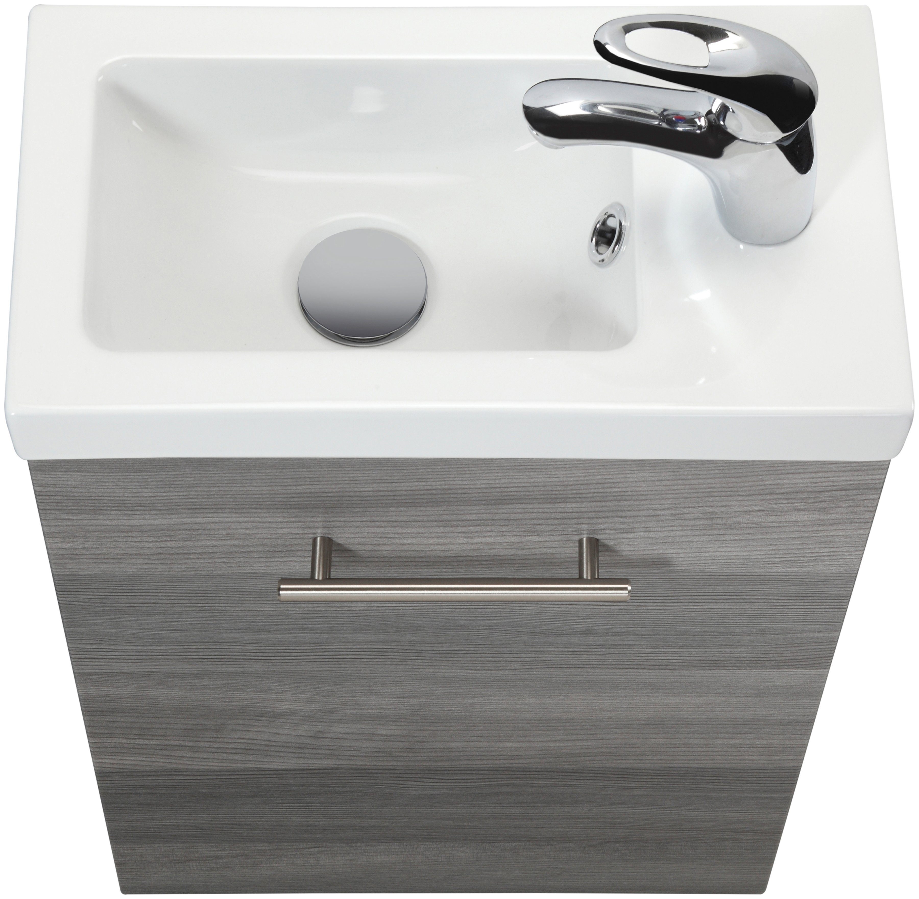 welltime Wastafelmeubel Trento Badkamermeubel breedte 40 cm, gastenbadkamer SlimLine tweede toilet (set, 4-delig)
