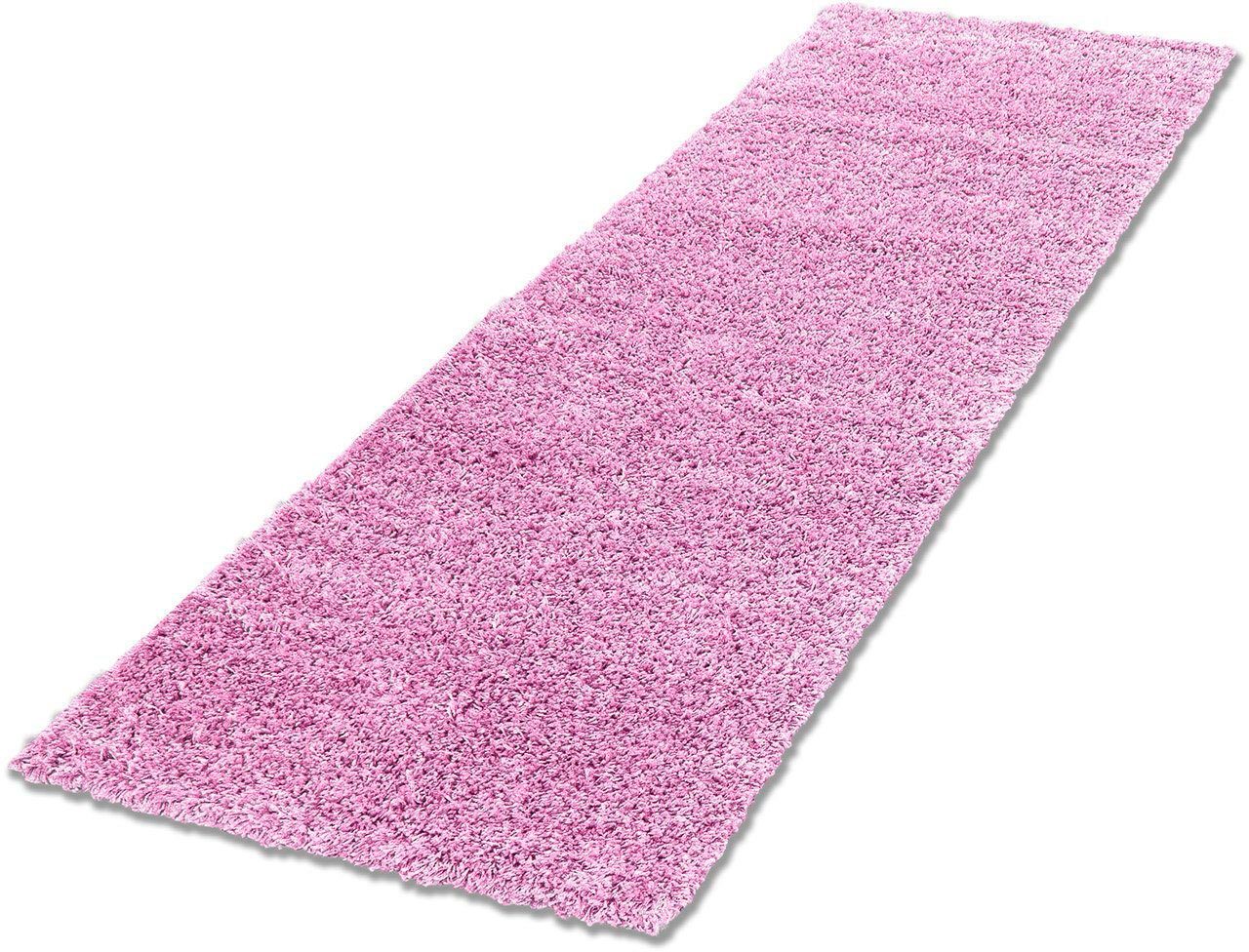 my home Loper Viva Loper, brug, unikleuren, uni, bijzonder zacht en behaaglijk lopers maat 80 cm x 300 cm x 45 mm roze