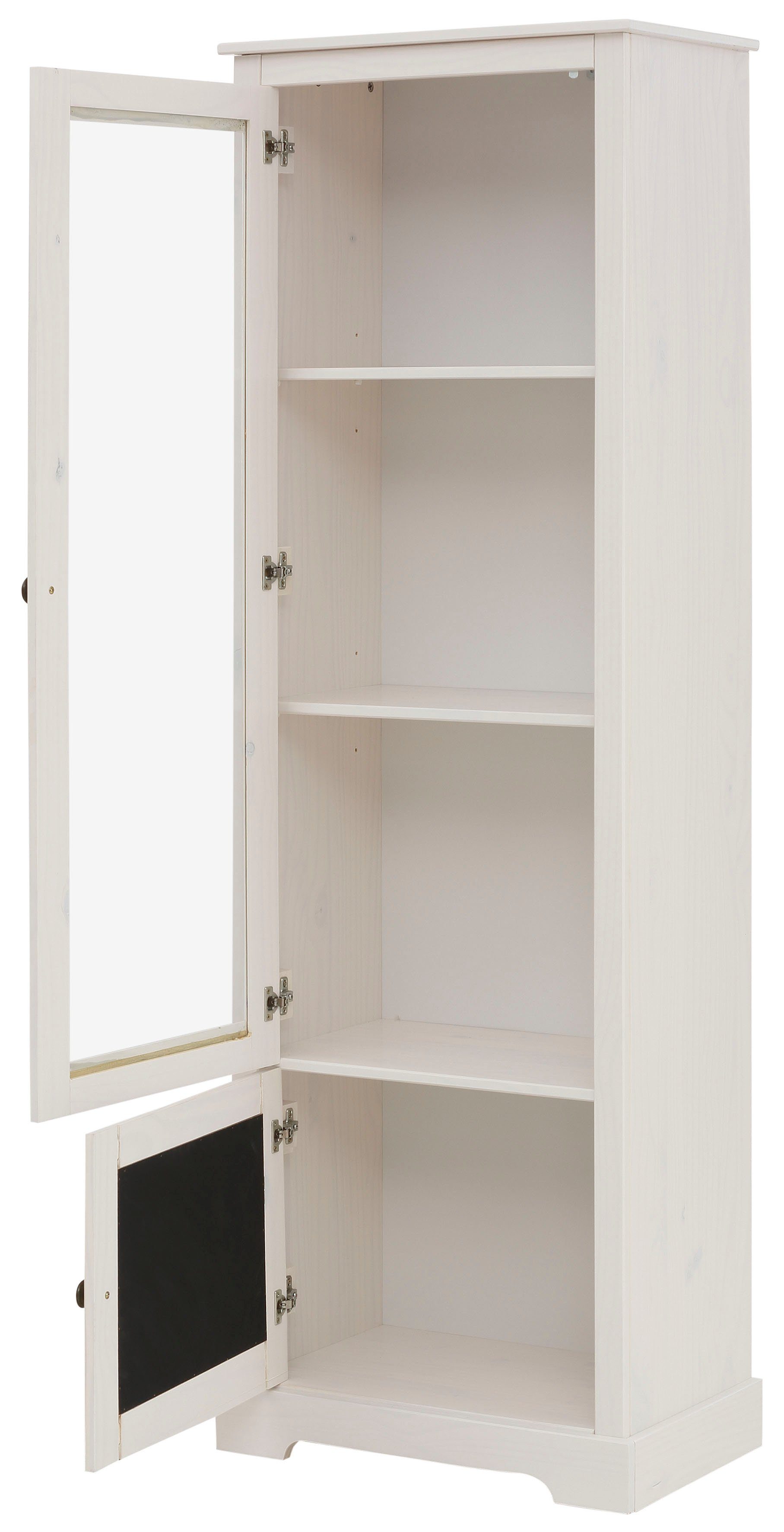 Home affaire Vitrinekast LINDA van massief grenenhout, met mooie metalen handgrepen