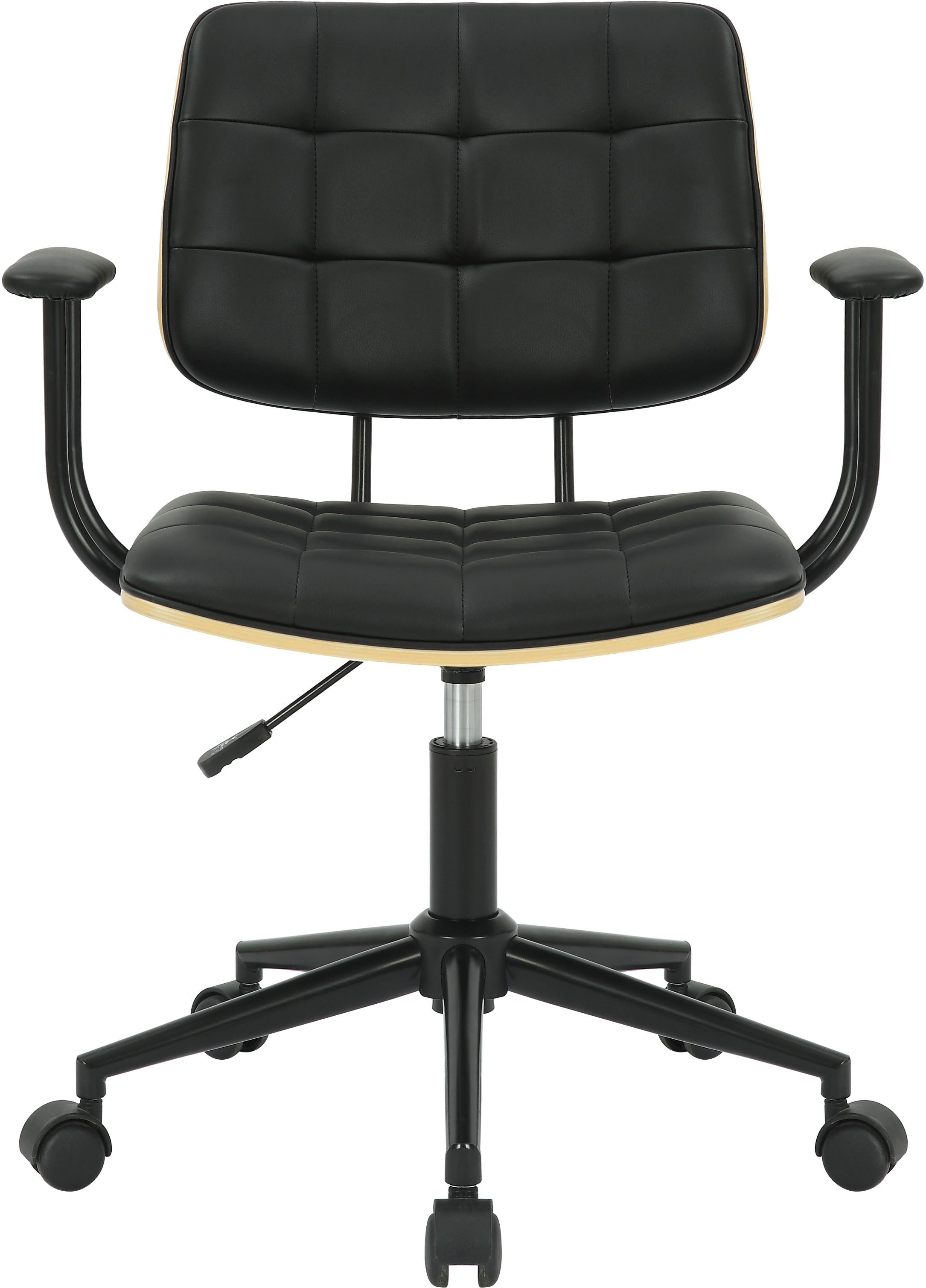 Guido Maria Kretschmer Home&Living Bureaustoel Synne met stiksels, fineerhout, stille wielen, moderne retrolook