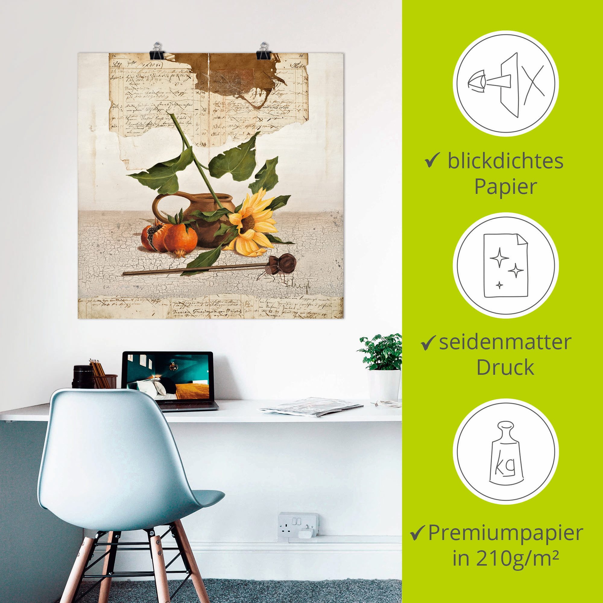 Artland Poster Stilleven met zonnebloemen als artprint op linnen, muursticker of poster in verschillende maten