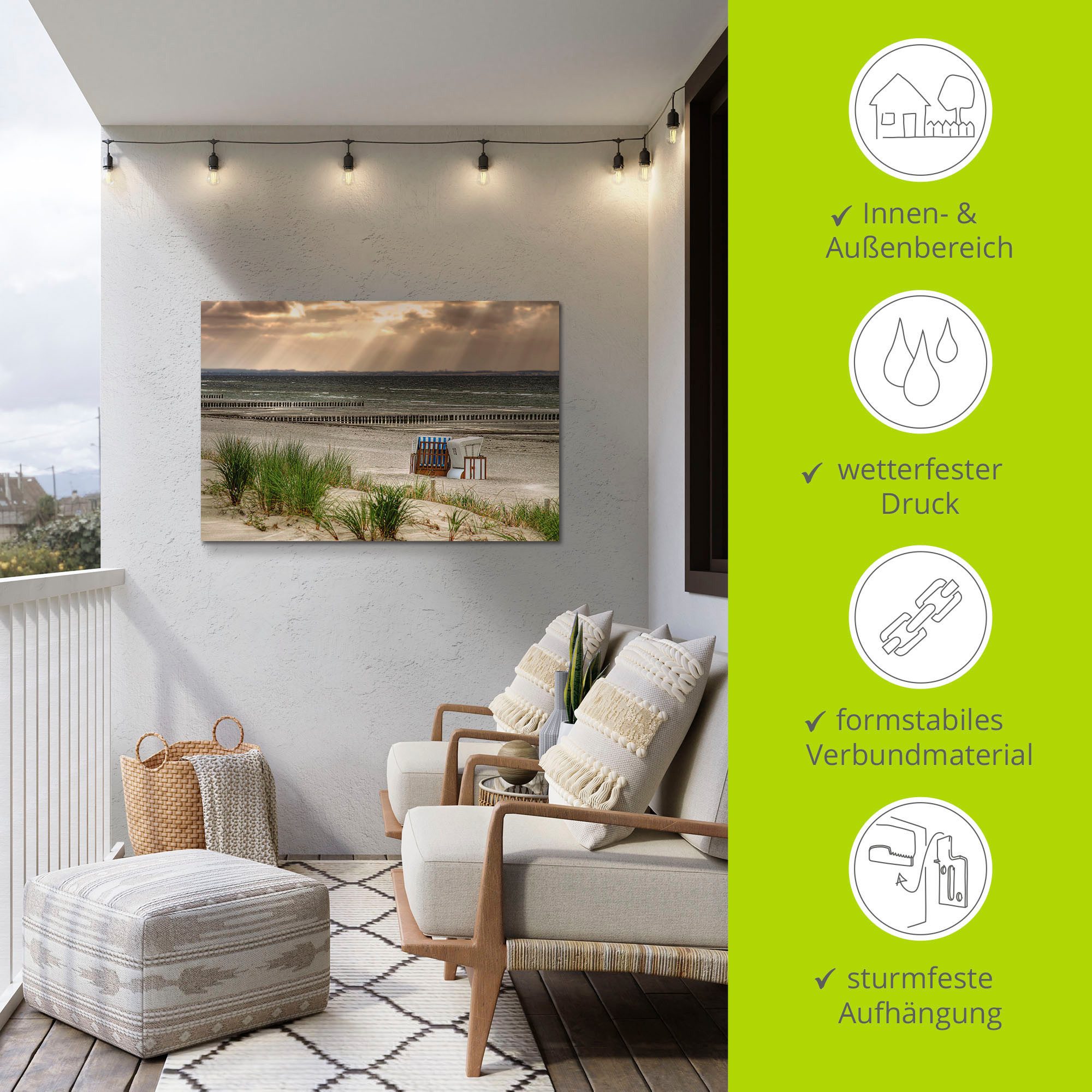Artland Artprint Zwarte struik strand op eiland Poel als artprint van aluminium, artprint op linnen, muursticker, verschillende maten
