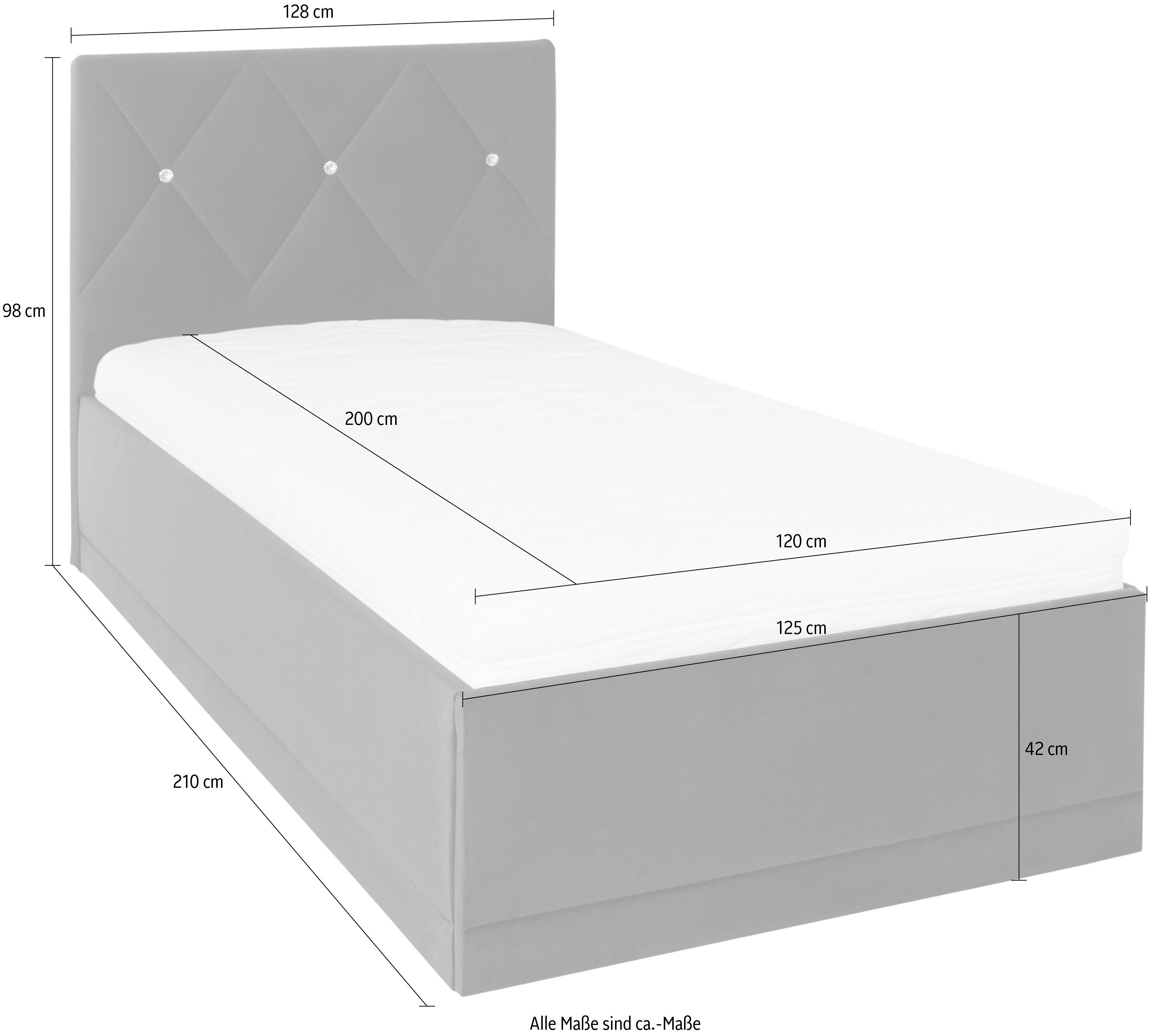 Westfalia Polsterbetten Gestoffeerd bed ADAMAS ook met bedlade, knoopdetails met stras
