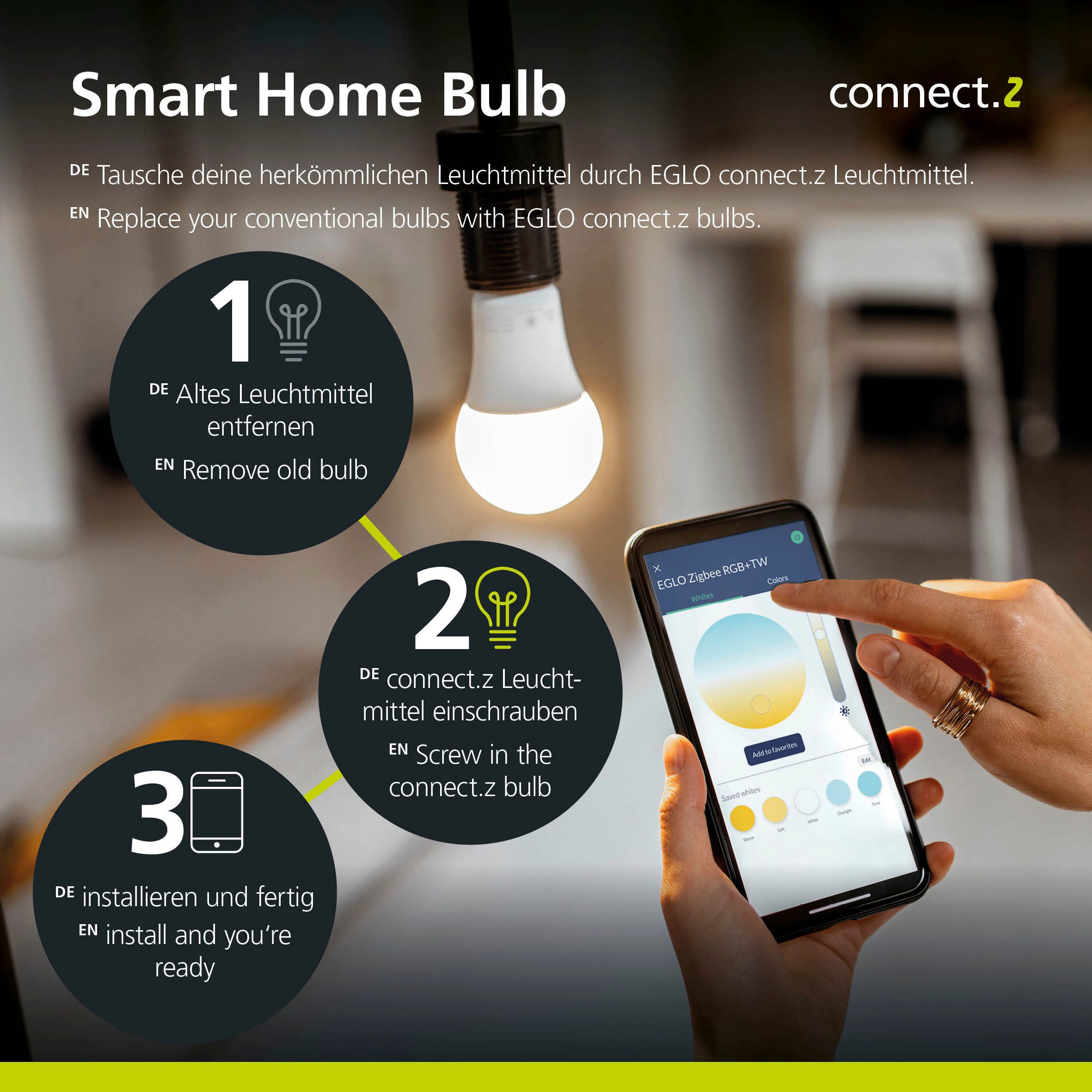 EGLO Hanglamp GINESTRONE-Z Hängelampe schwarz, ZigBee 3.0, Timer, Pendelleuchte, Hanglamp, ZigBee, app en spraakbesturing Alexa, RGB, dimbaar (1 stuk)