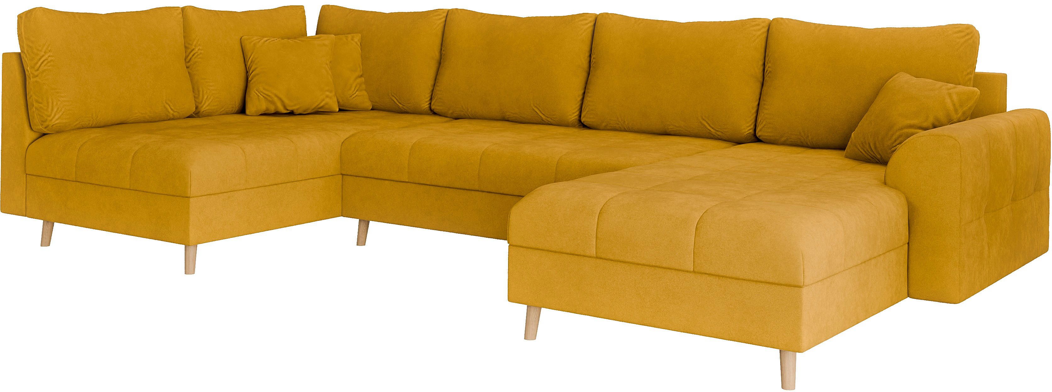 Home affaire Zithoek CHARRE U-vorm met ottomane, afmetingen B/D/H: 310/161/81 cm fijne stiksels, losse rug- en sierkussens, ook in cord en bouclé
