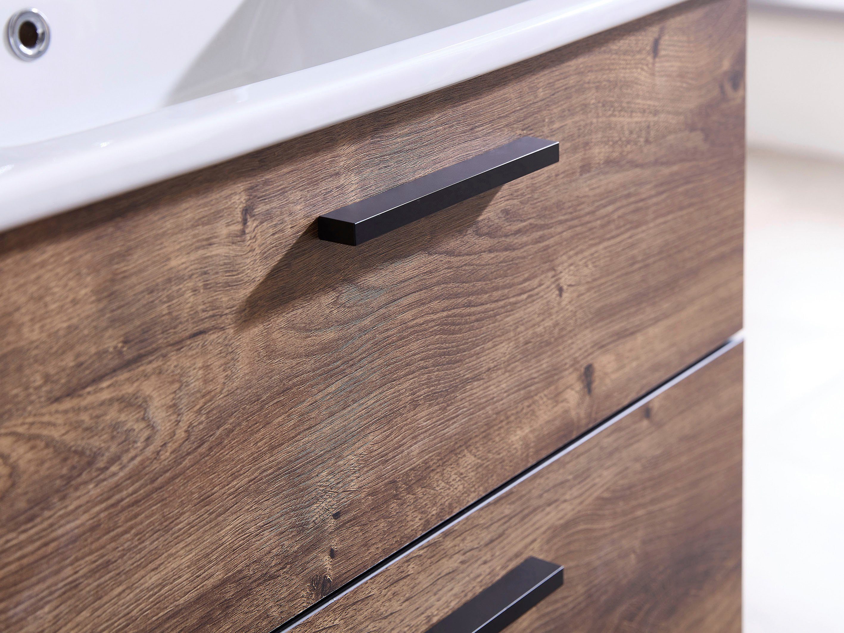 Saphir Badkamerserie Quickset keramische wastafel met onderkast, 75 cm breed (1 stuk)