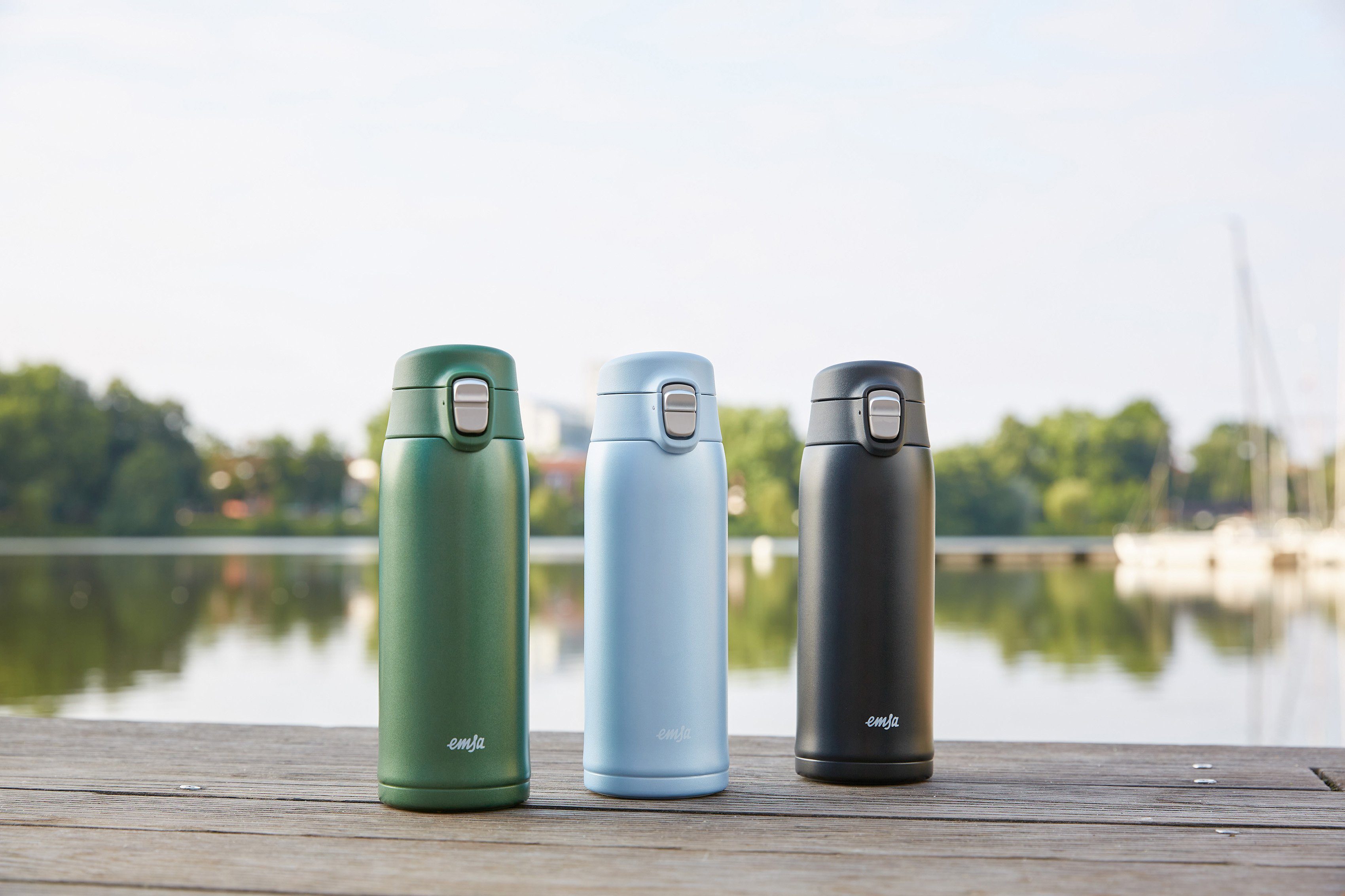 Emsa Thermosbeker Travel Mug Light 0,4l, licht, roestvrij staal, klapvergrendeling, 100% dicht, 8u heet/16u koud