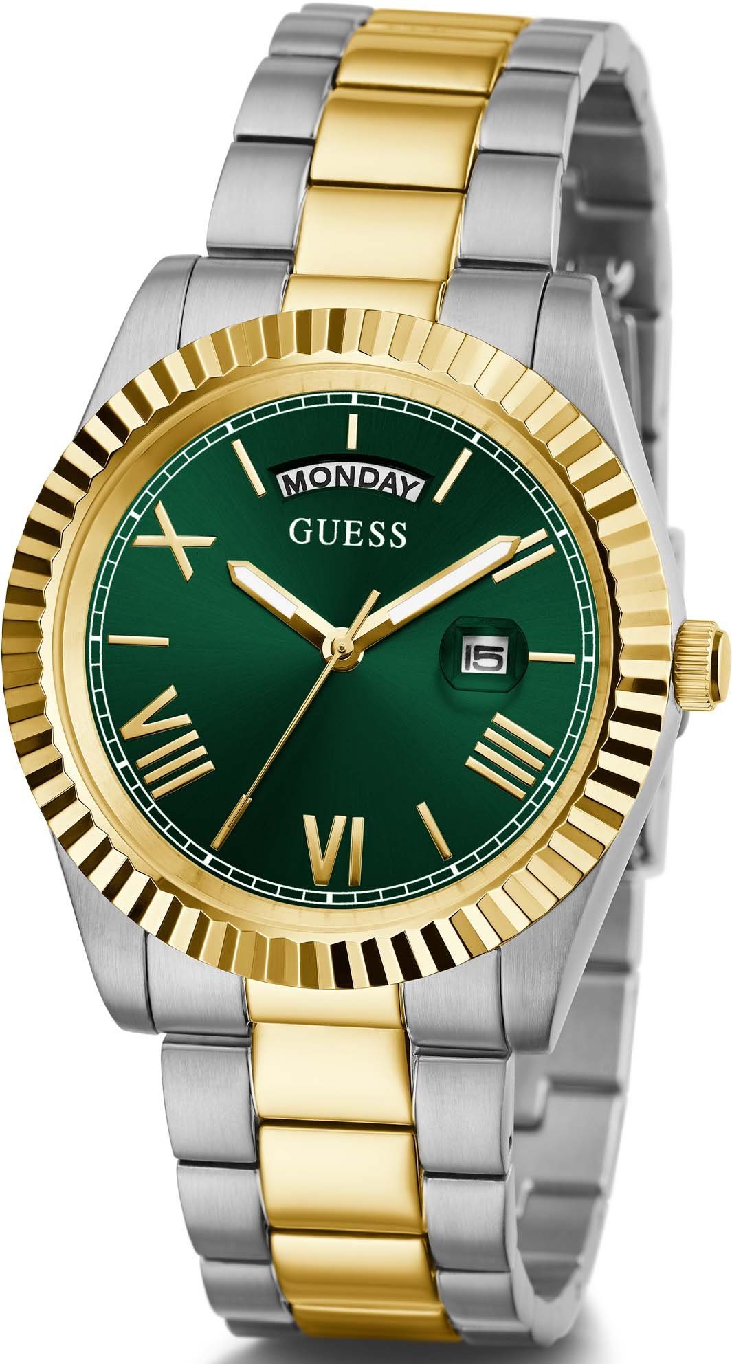 Guess Kwartshorloge CONNOISSEUR Armbandhorloge, herenhorloge, datum, weekdag, roestvrijstalen band