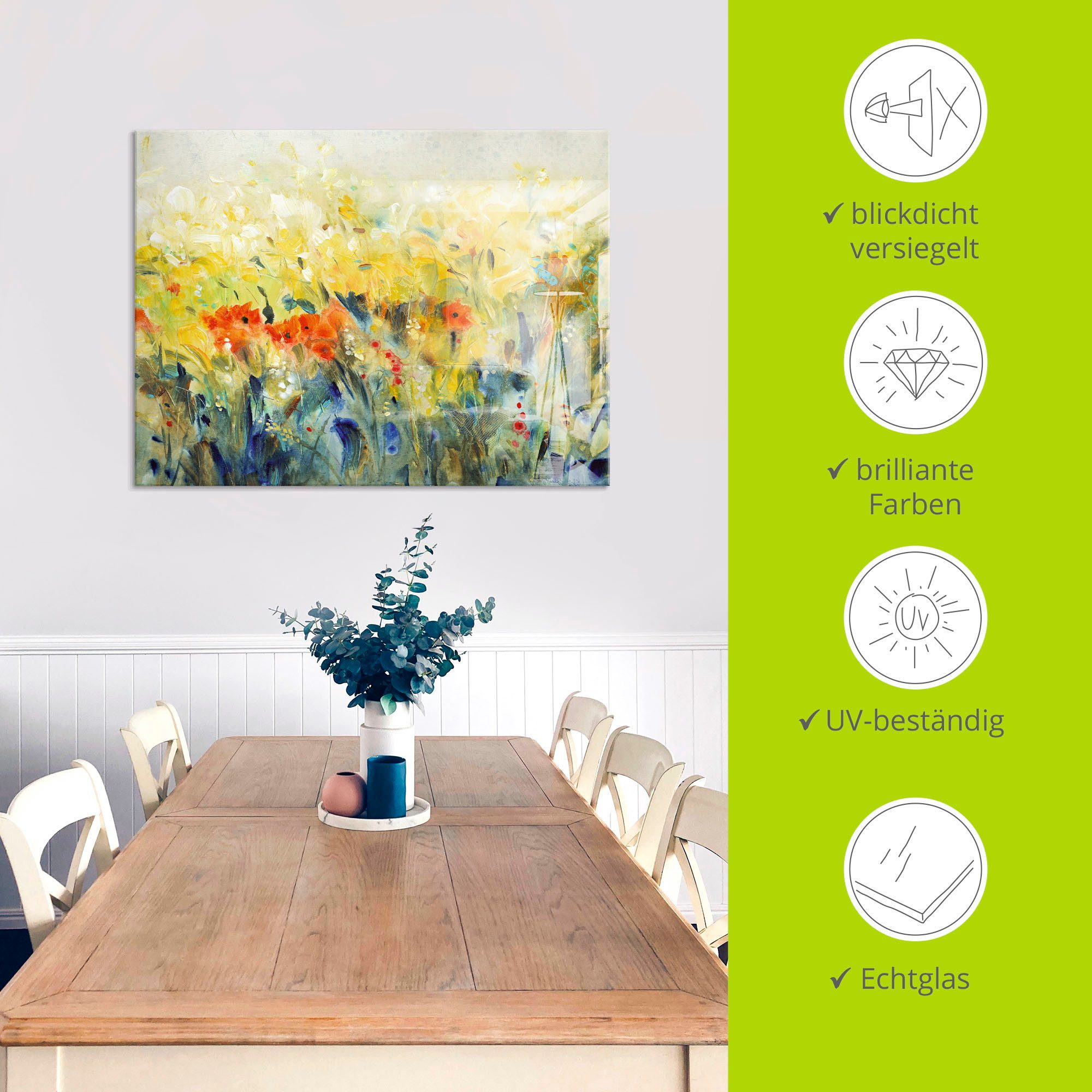 Artland Print op glas Zwierige bloemen II in verschillende maten