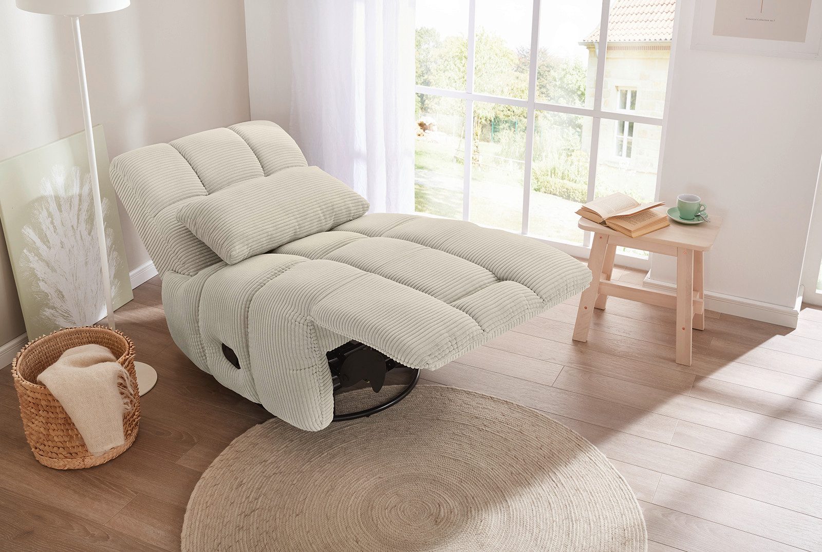 Jockenhöfer Gruppe Relaxfauteuil Doncaster met draai-, schommel-, relax- en kantelfunctie, aangenaam zachte corduroystof