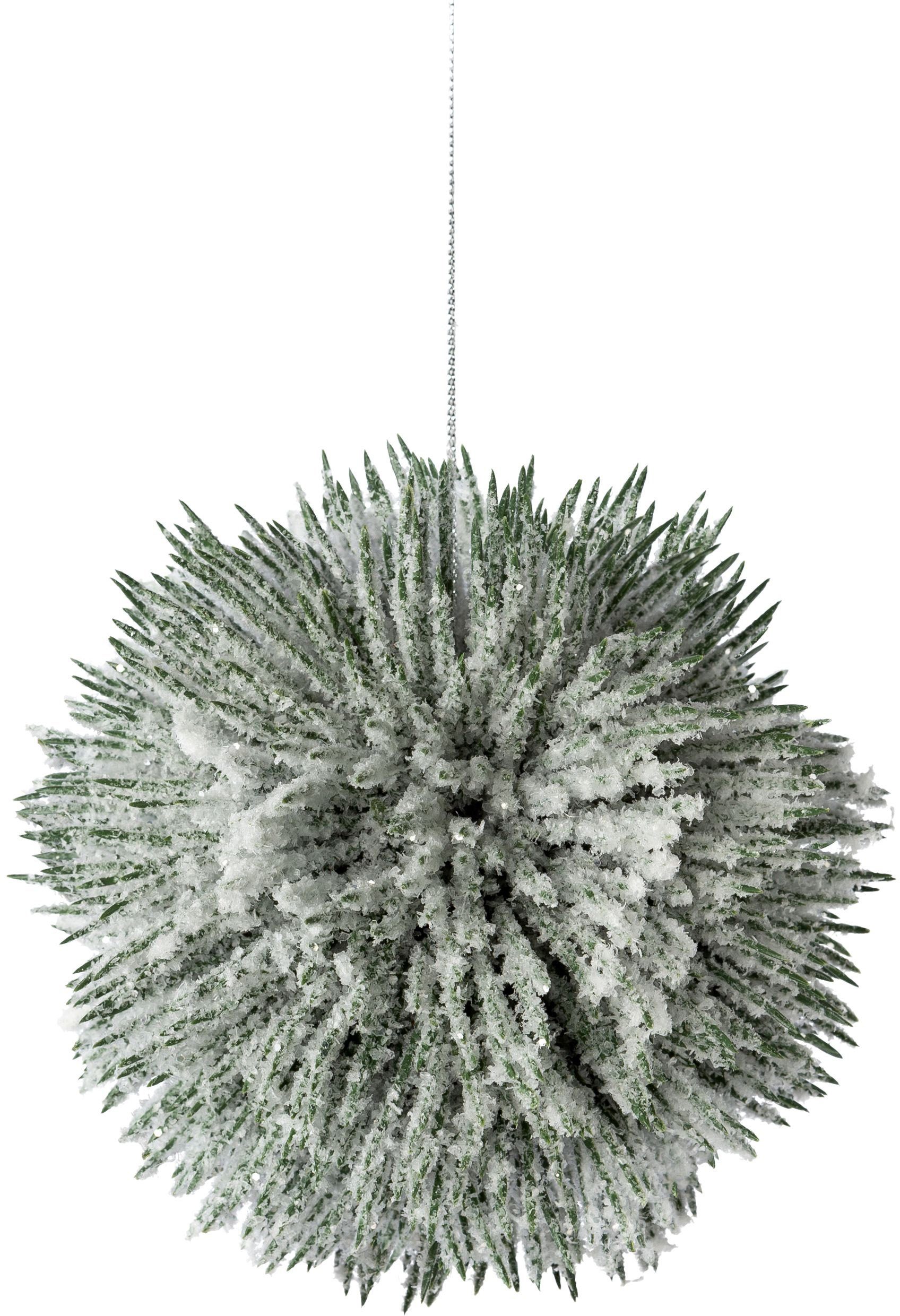 Creativ green Winterse kunstplant Kerst versiering Bal Ø 14 cm, bedekt met kunstsneeuw, 2-delige set (2 stuks)