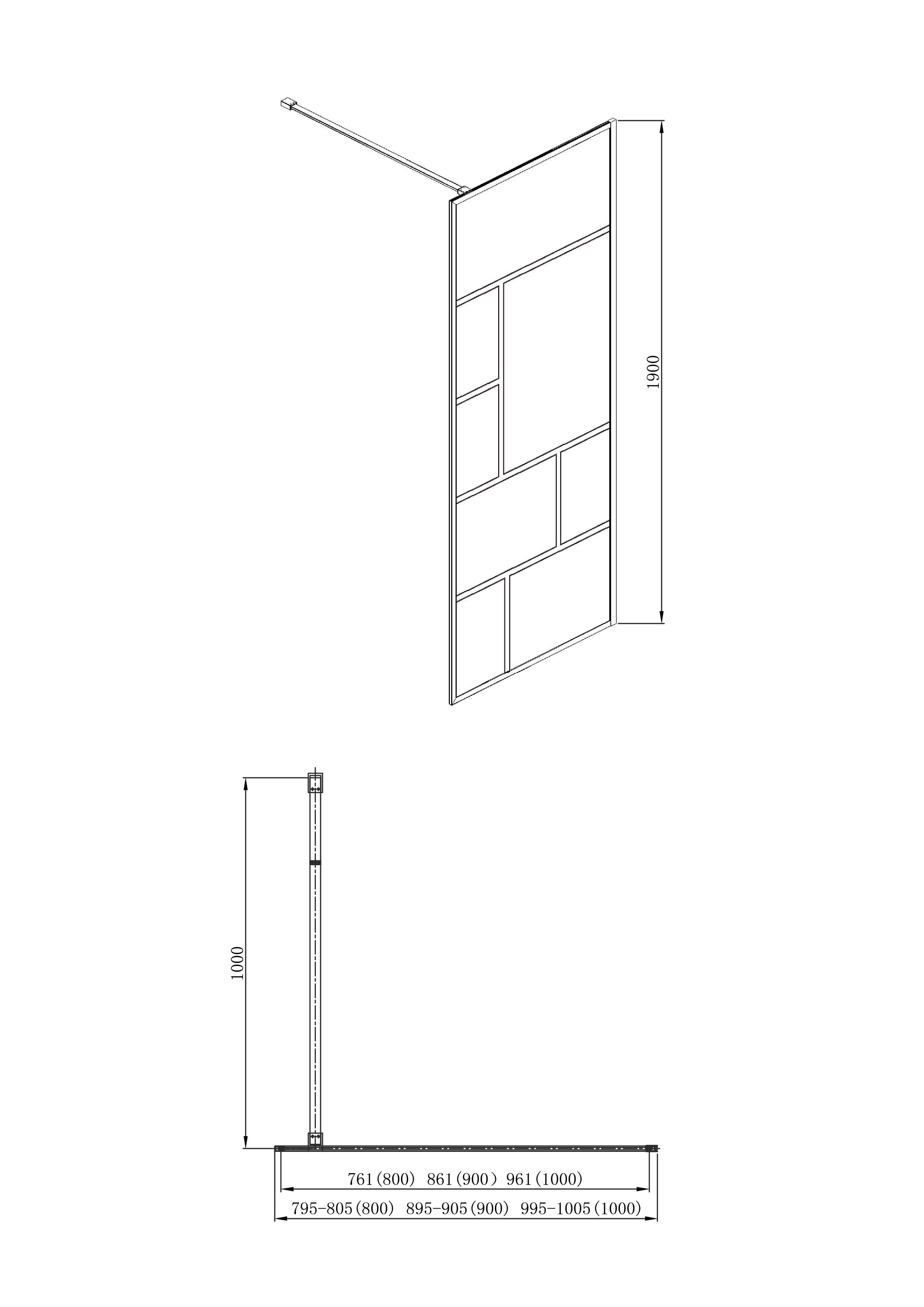 welltime Walk-in-douche Doucheafscheiding Veiligheidsglas, in 3 verschillende breedten 80 cm, 90 cm & 100 cm, 90 cm