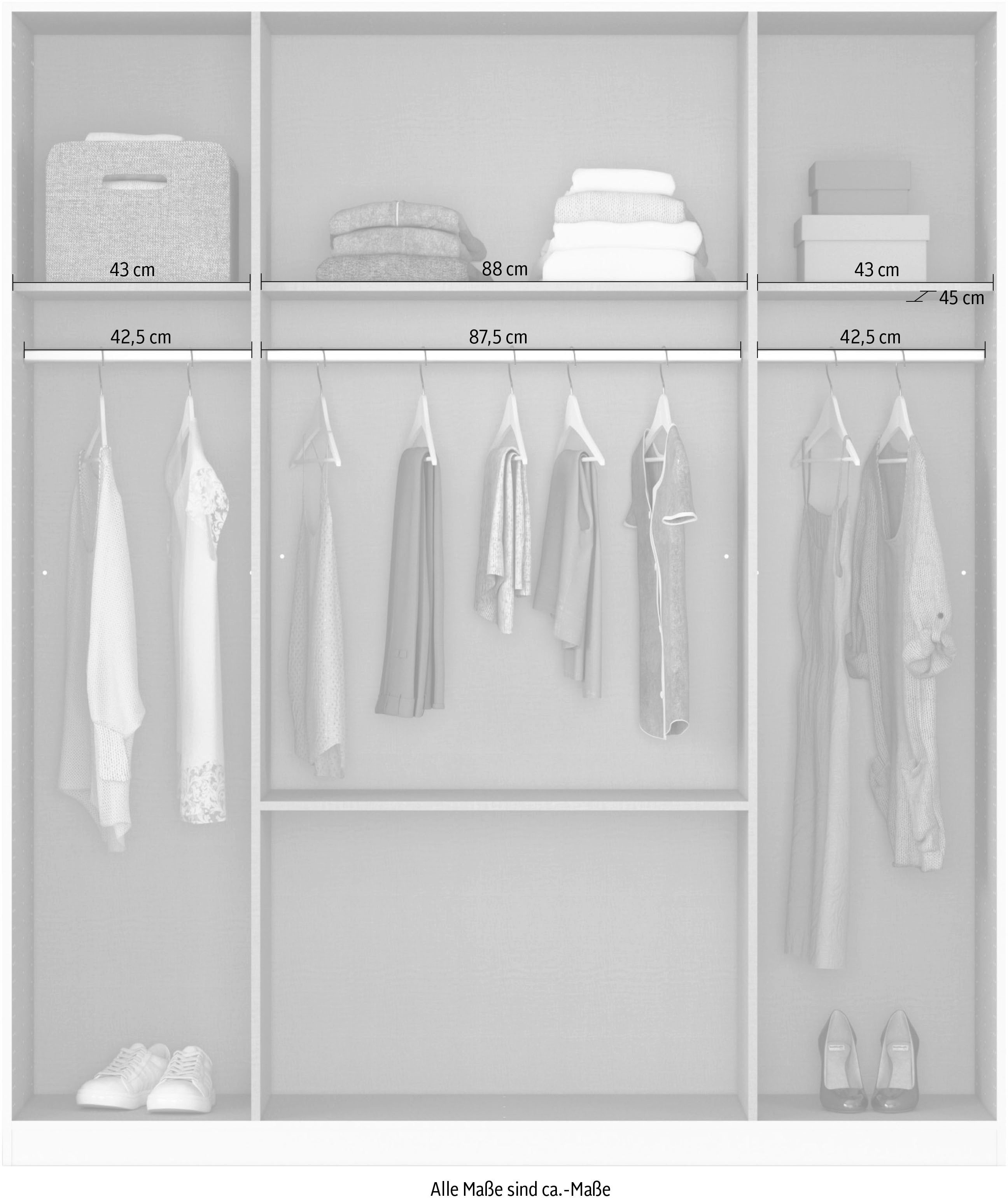 rauch Draaideurkast Kledingkast met spiegel garderobe MAINZ greeploos front met spiegel, buitendeuren met push-to-openfunctie