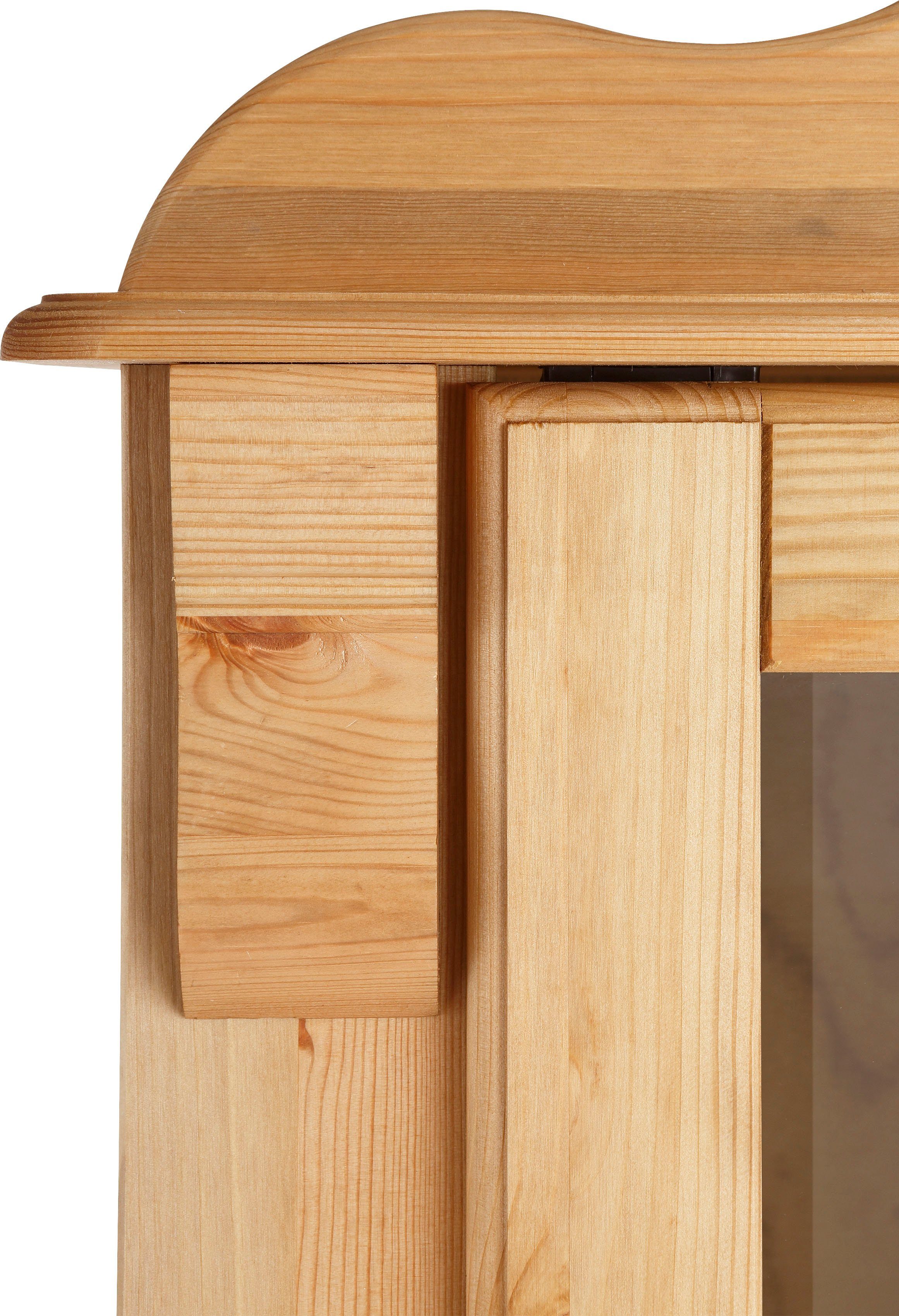 Home affaire Vitrinekast ADELE 4-deurs, hoogte 185 cm, met glaselementen, van massief dennenhout, fsc®