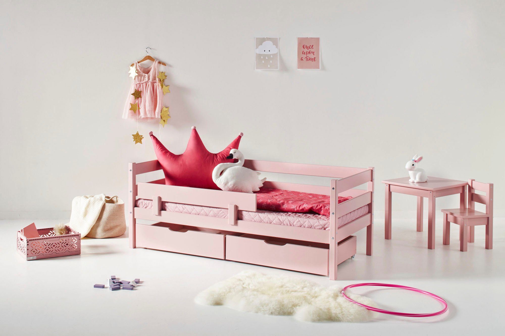 Hoppekids 1-persoonsledikant ECO Comfort kinderbed, massief grenenhout, tienerbed inclusief lattenbodem (set)