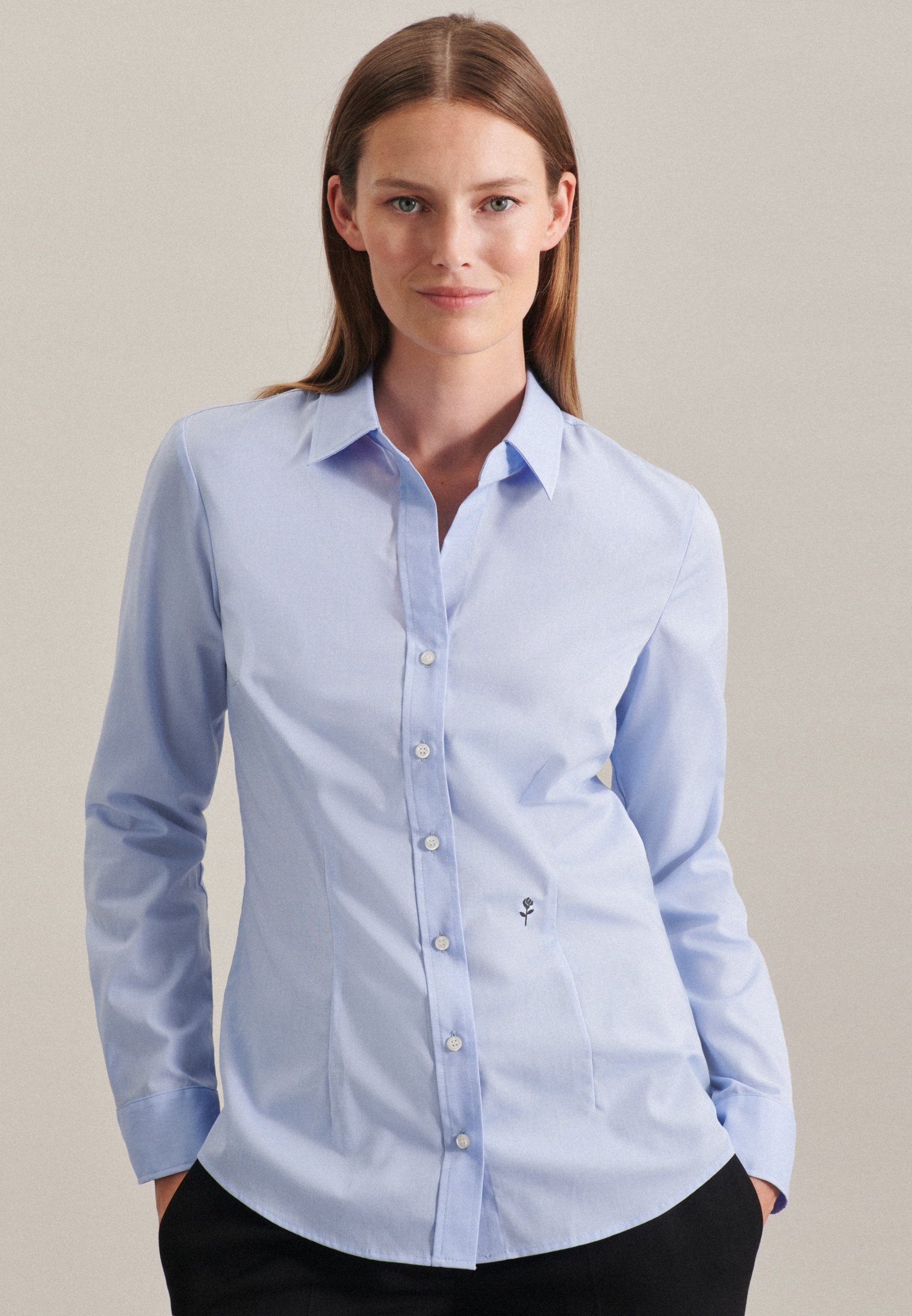 seidensticker Overhemdblouse Lange mouwen kraag uni dames lange blouses maat XXS (32) blauw