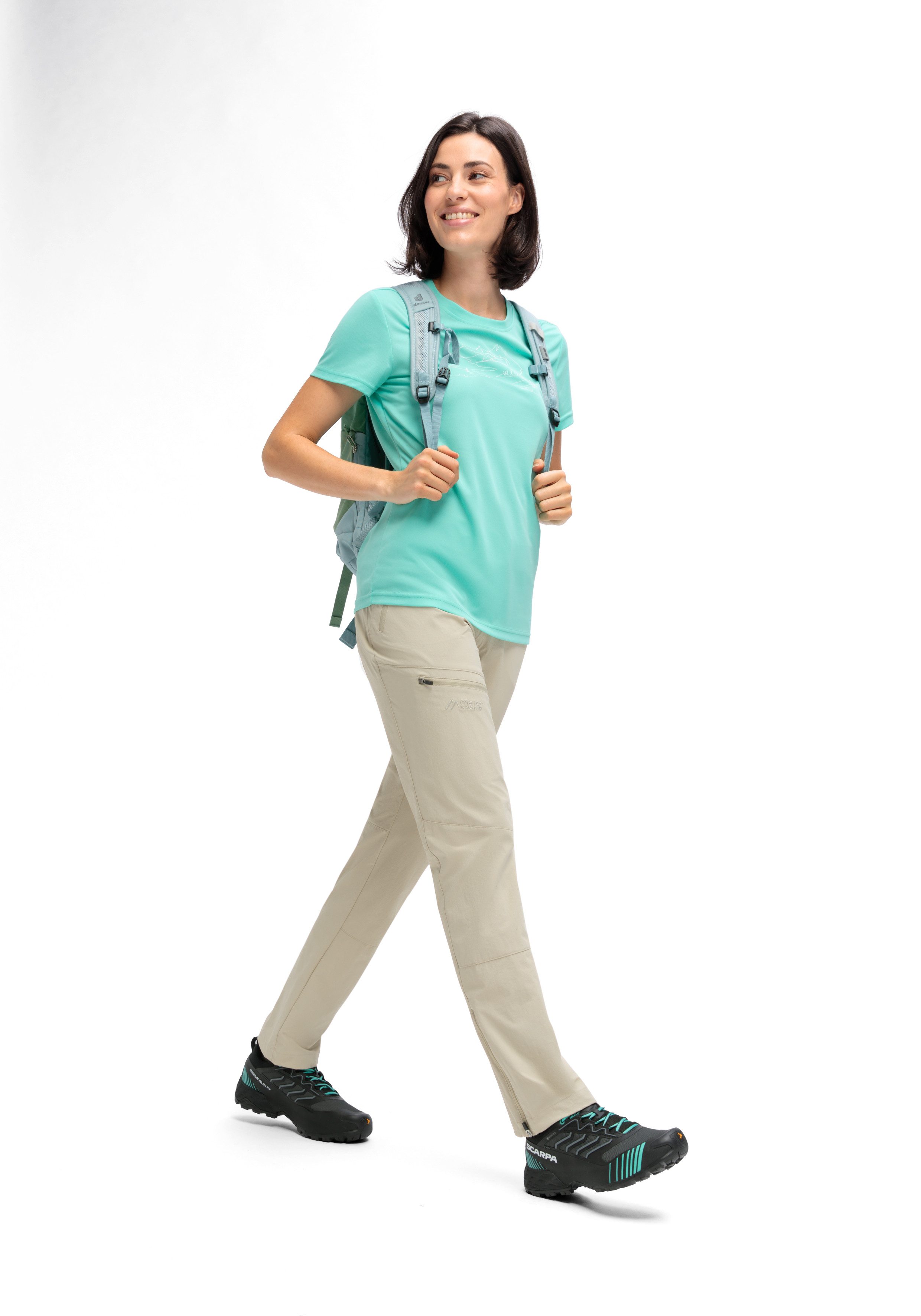 Maier Sports Outdoorbroek Inara slim Vario Dames wandelbroek, functionele broek met variabele tailleband en 4 zakken, slim fit