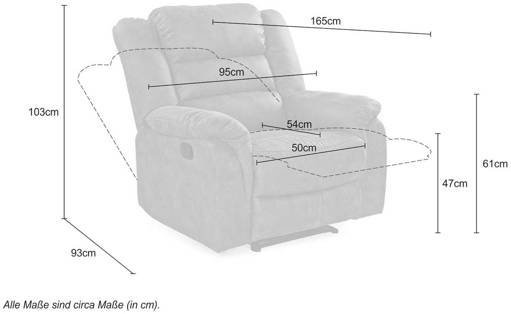 Jockenhöfer Gruppe Fauteuil Cleveland met ligfunctie door halfautomatische relaxfunctie, vering