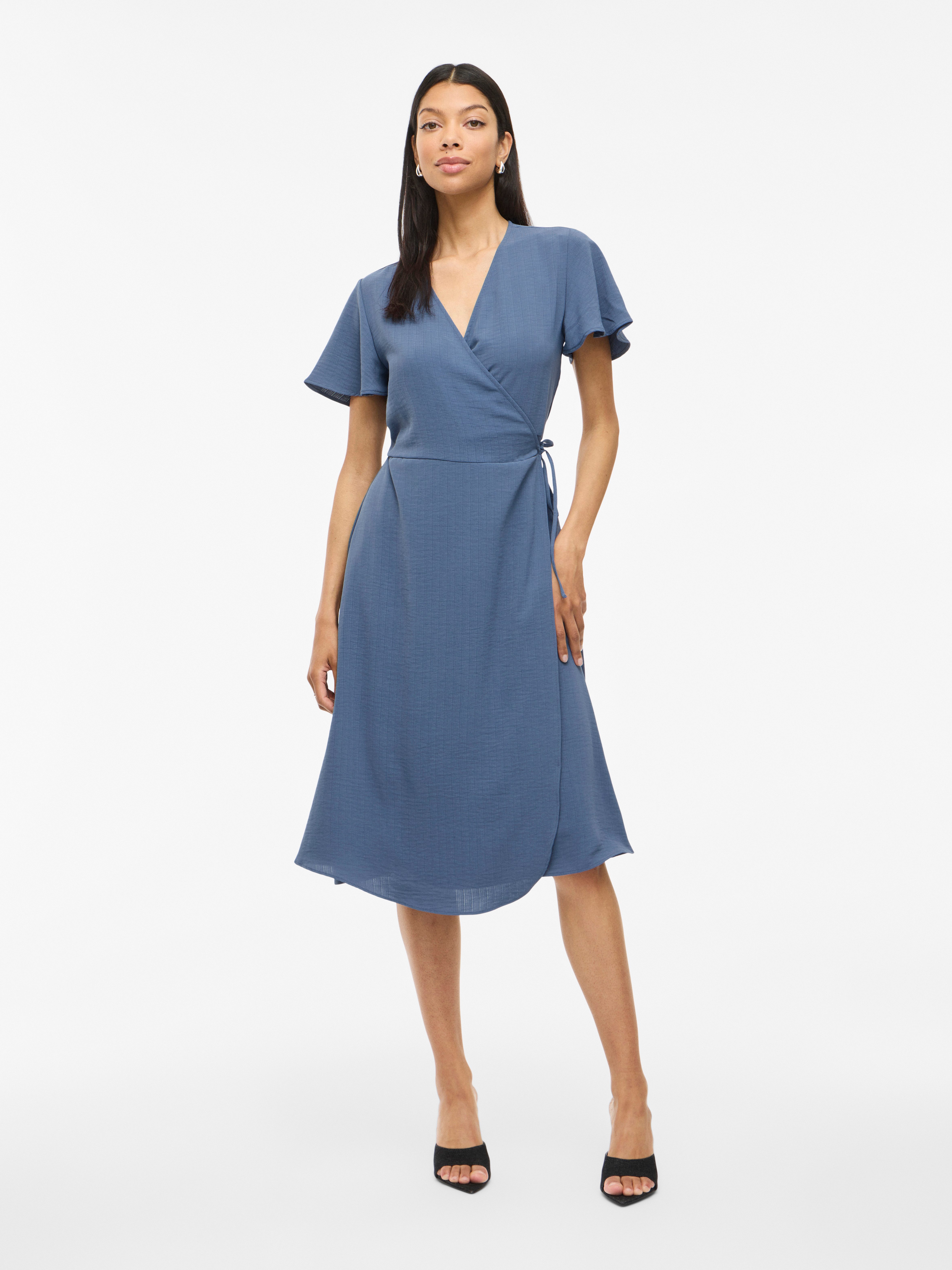 Vila Wikkeljurk VILOVIE S/S WRAP MIDI DRESS - NOOS