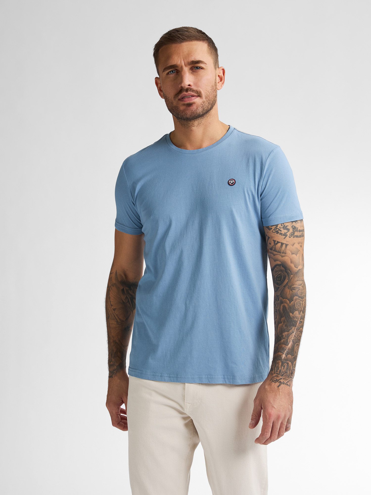 Petrol Industries Shirt met ronde hals met geborduurd logo heren ronde hals maat XXL blauw