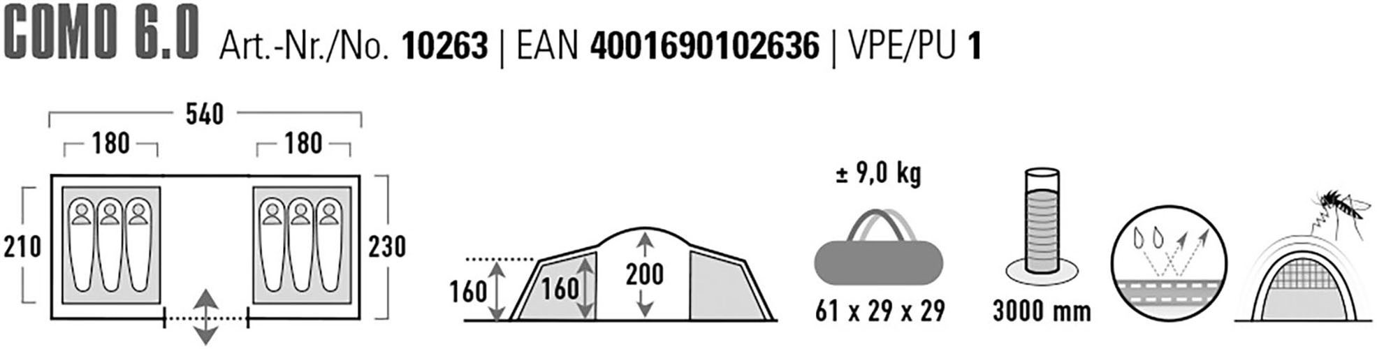 High Peak Koepeltent Como 6.0